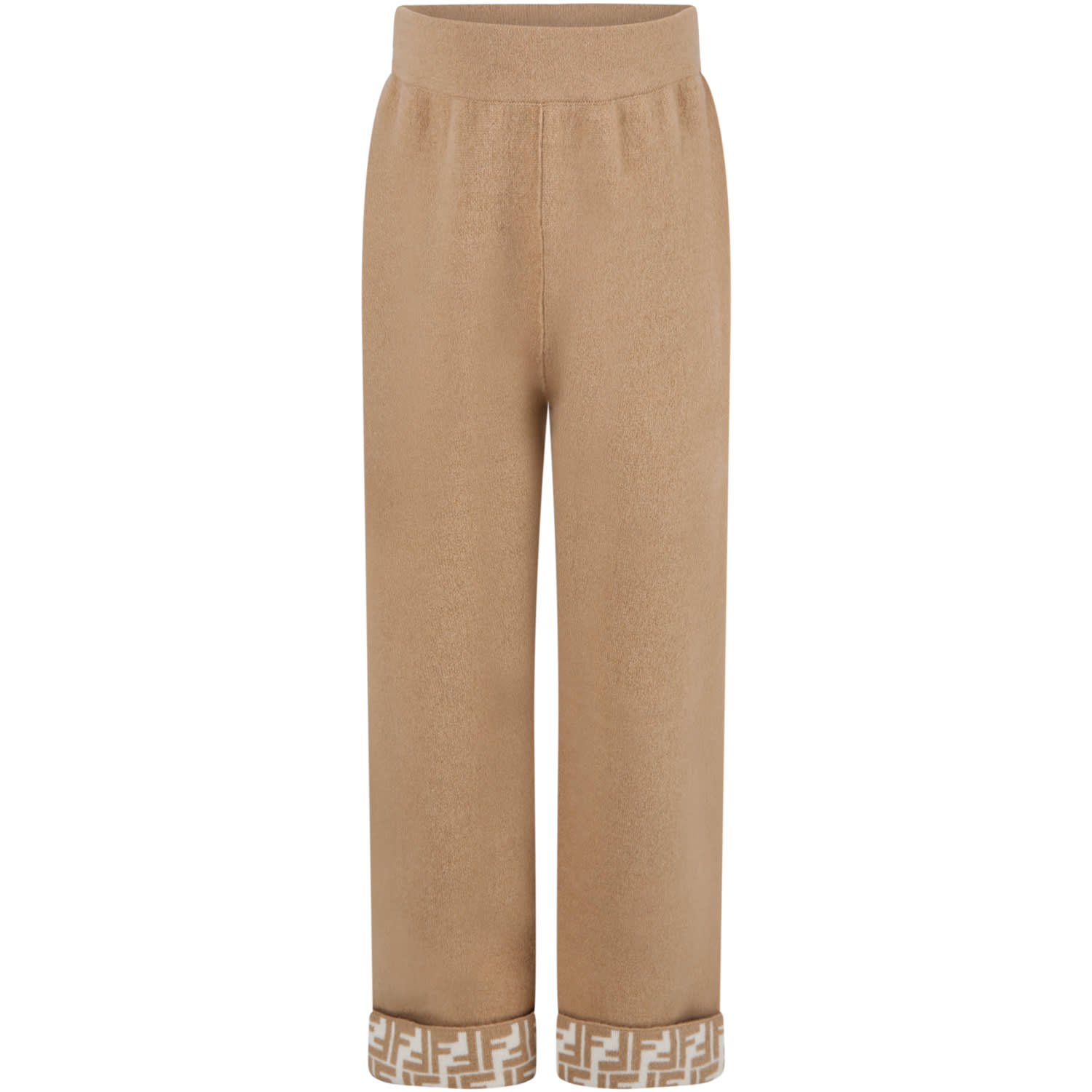 Fendi Beige Trouser For Girl With Double Ff