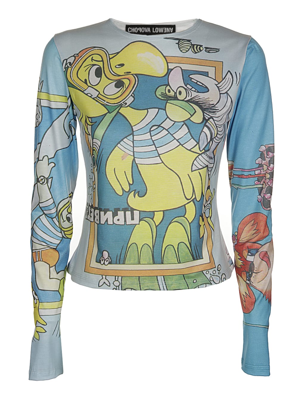 Chopova Lowena Scuba Duck Long-sleeved Top In Blueyellow