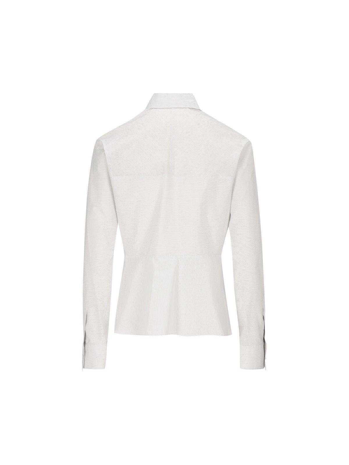 Shop Fendi Long-sleeved Striped Shirt In White