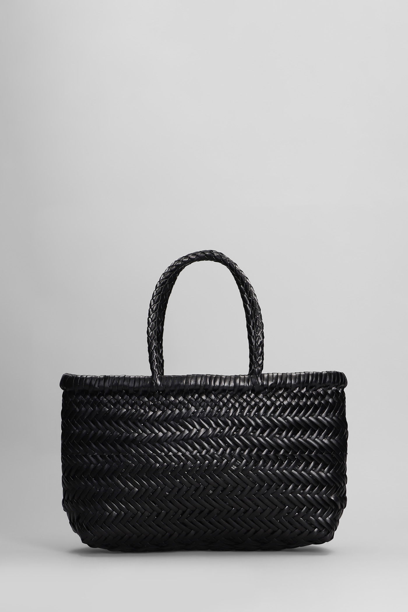 Dragon Diffusion Mini Flat Gora Baskt Hand Bag In Black Leather In Black