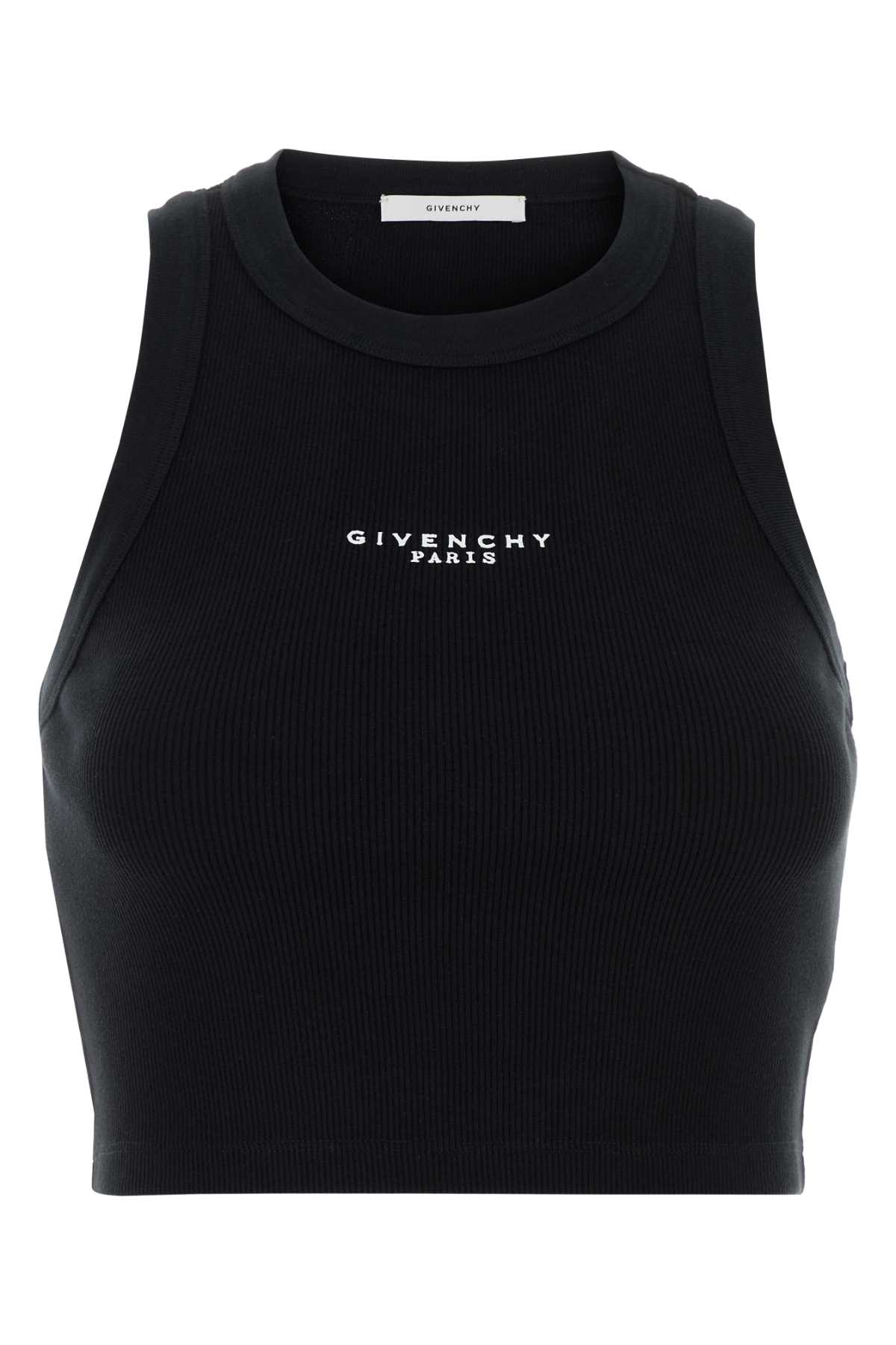 Givenchy Cotton Cropped Tank Top With Paris Print Clothing In Black