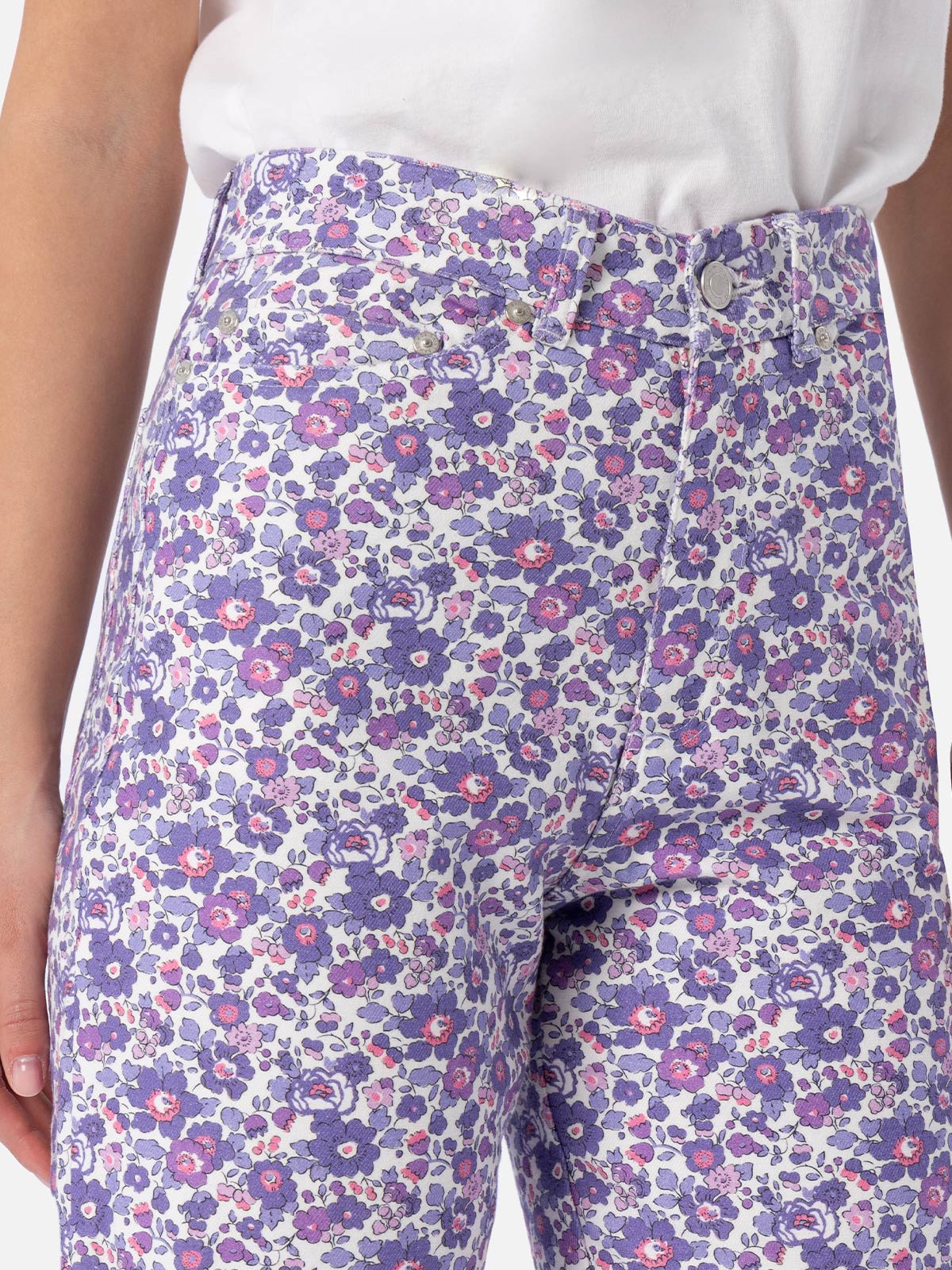 Mc2 Saint Barth Woman Lilac Betsy Print Denim Belleville Made With Liberty Fabric In Lilac