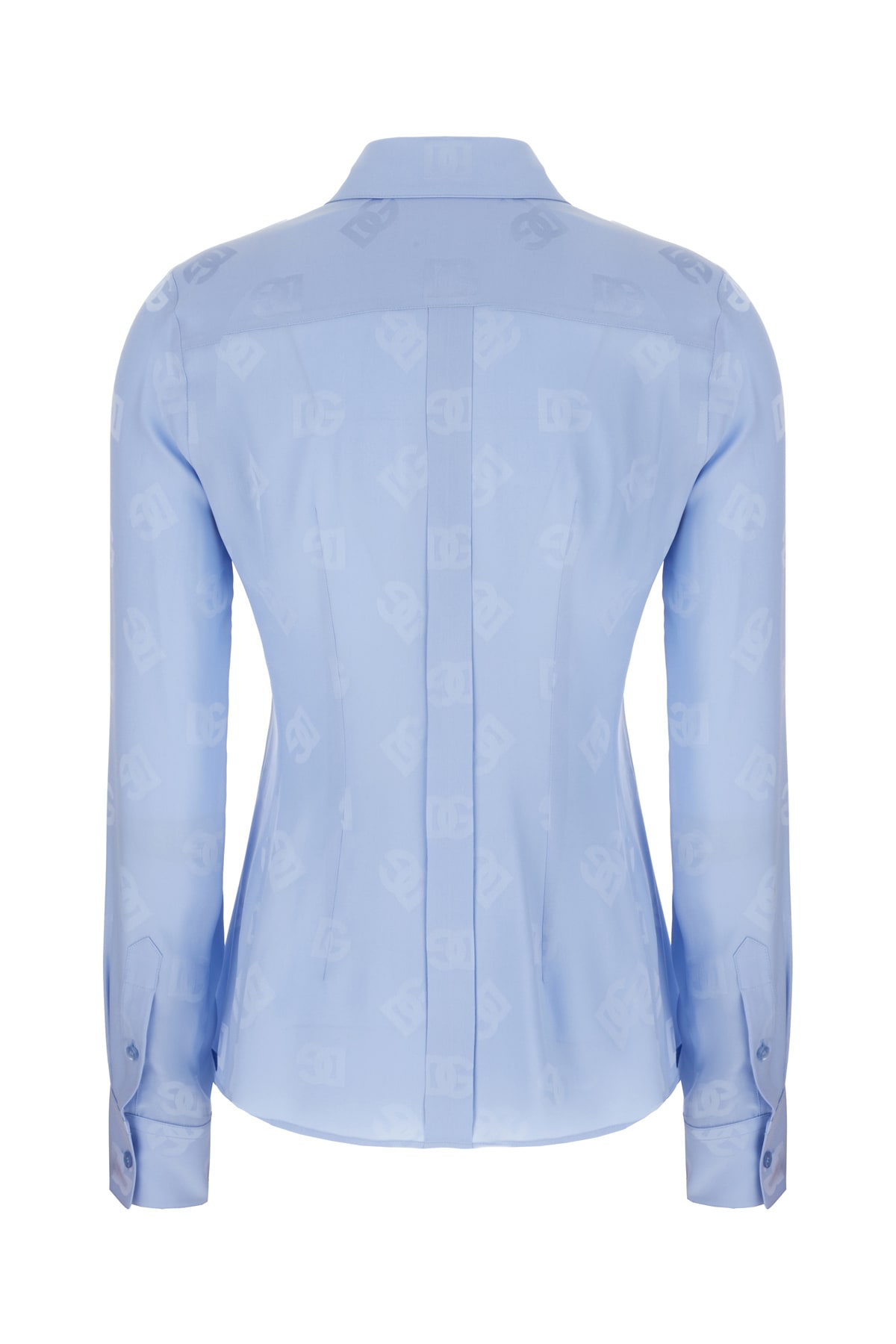 Shop Dolce & Gabbana Light-blue Silk Blouse In Glicine