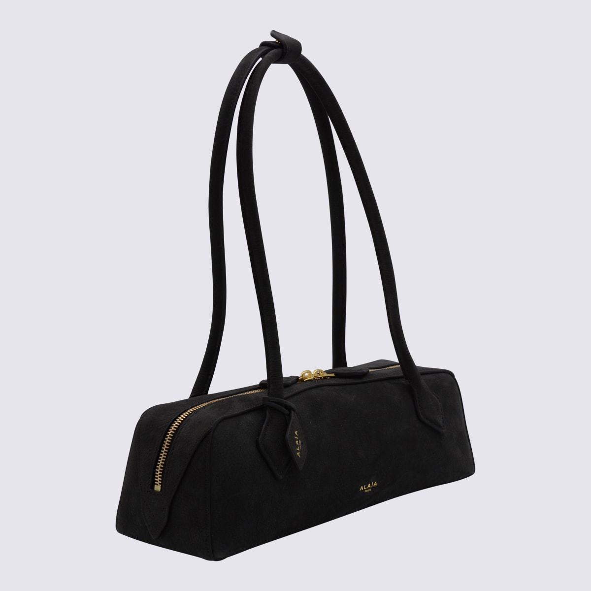 Alaïa Black Leather Teckel Medium Shoulder Bag In Gray