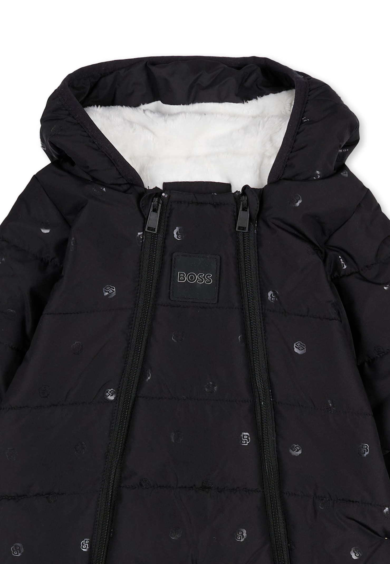 Hugo Boss Black Down Jacket For Baby Boy With Logo In Black