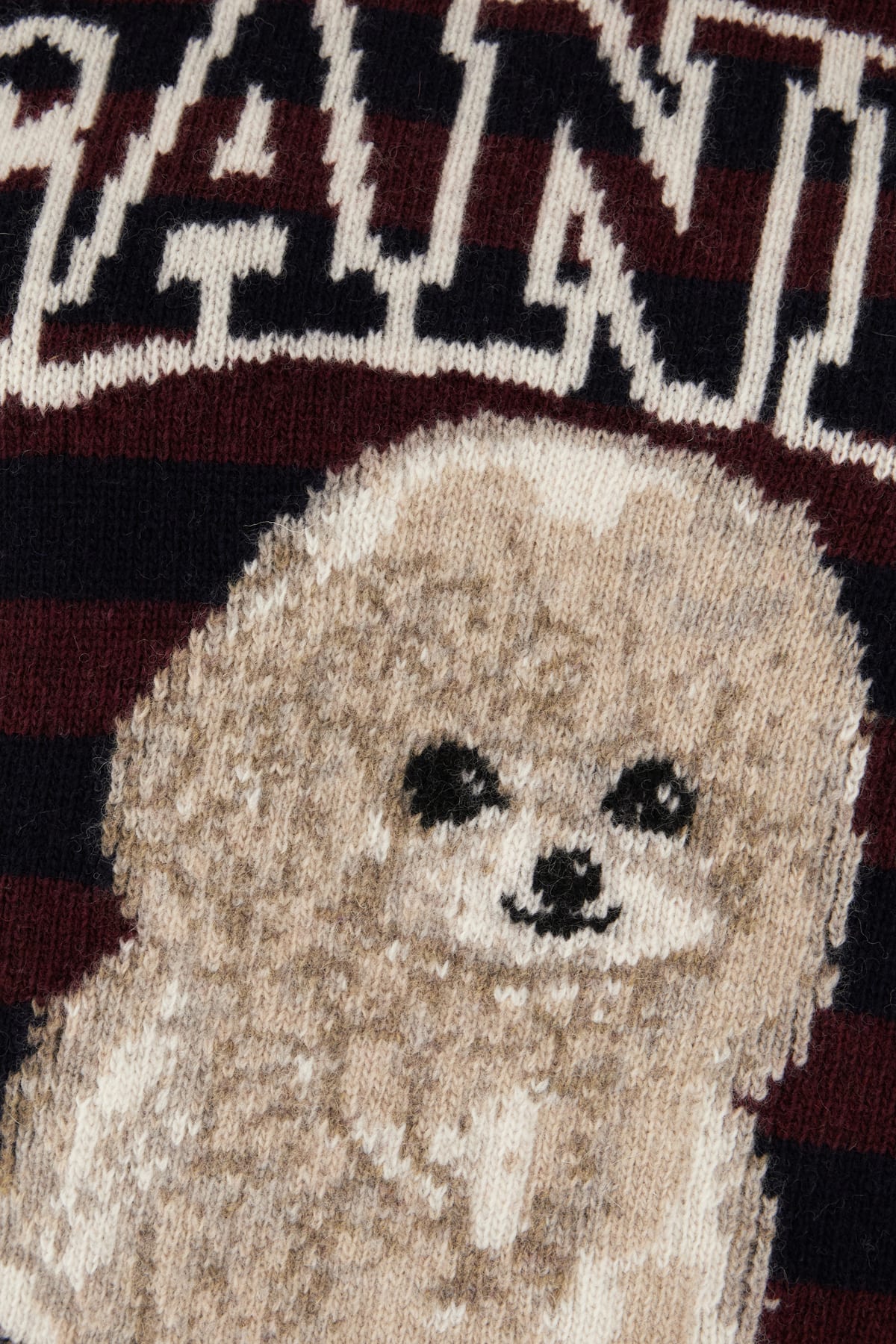 Ganni Graphic Wool Mix Poodle Stripe Crewneck Knitwear Multicolor In Multi