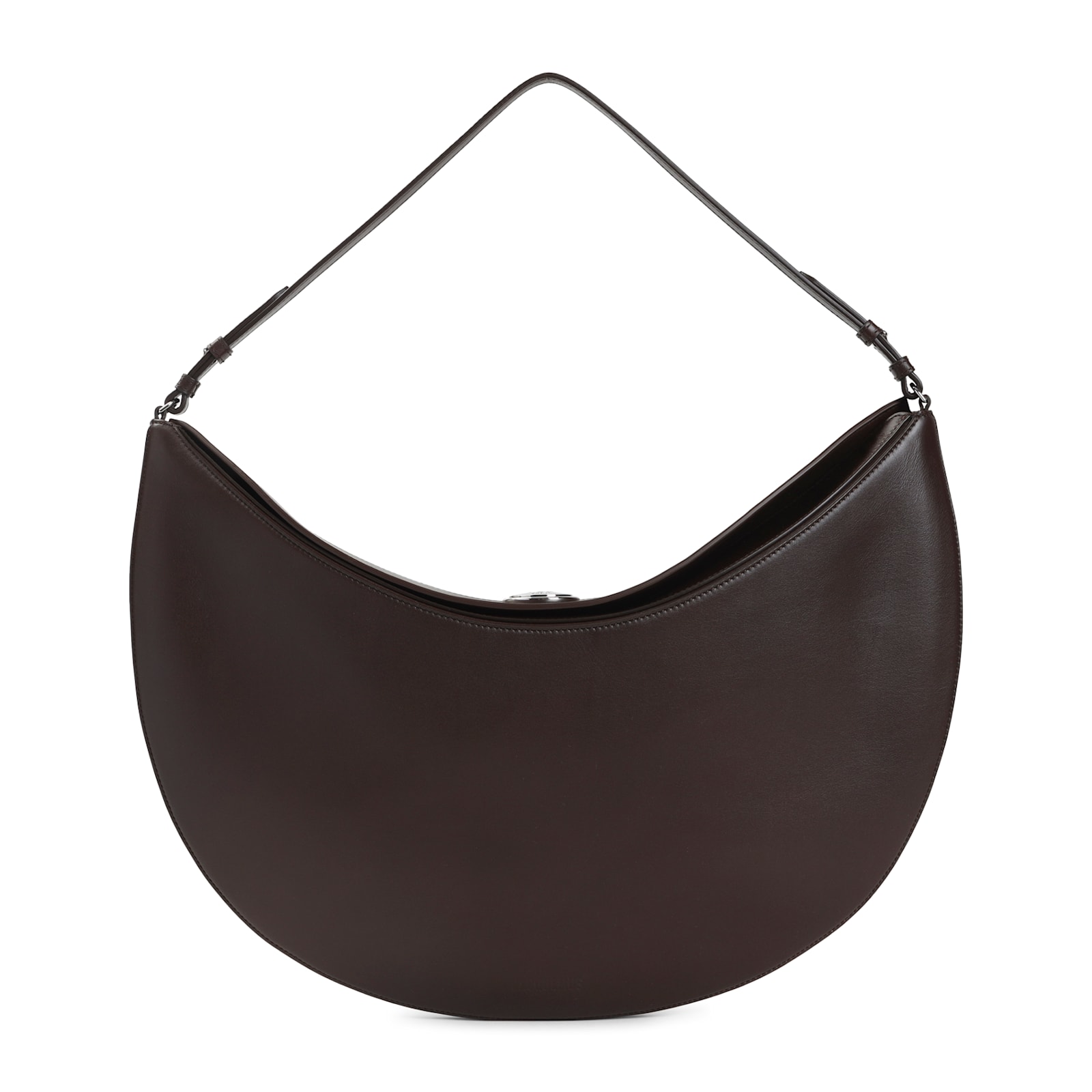 Jacquemus Large Ovalo Calf Leather Hobo Bag In Brown