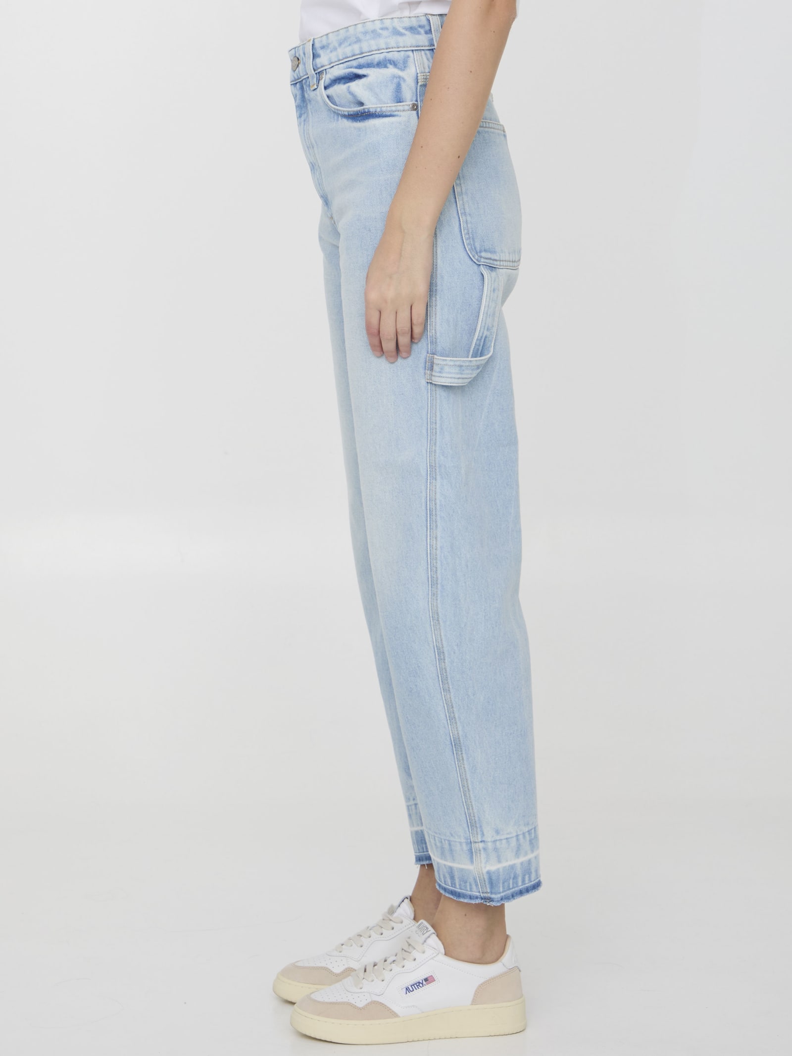 Shop Stella Mccartney Banana Leg Utility Jeans In Blue