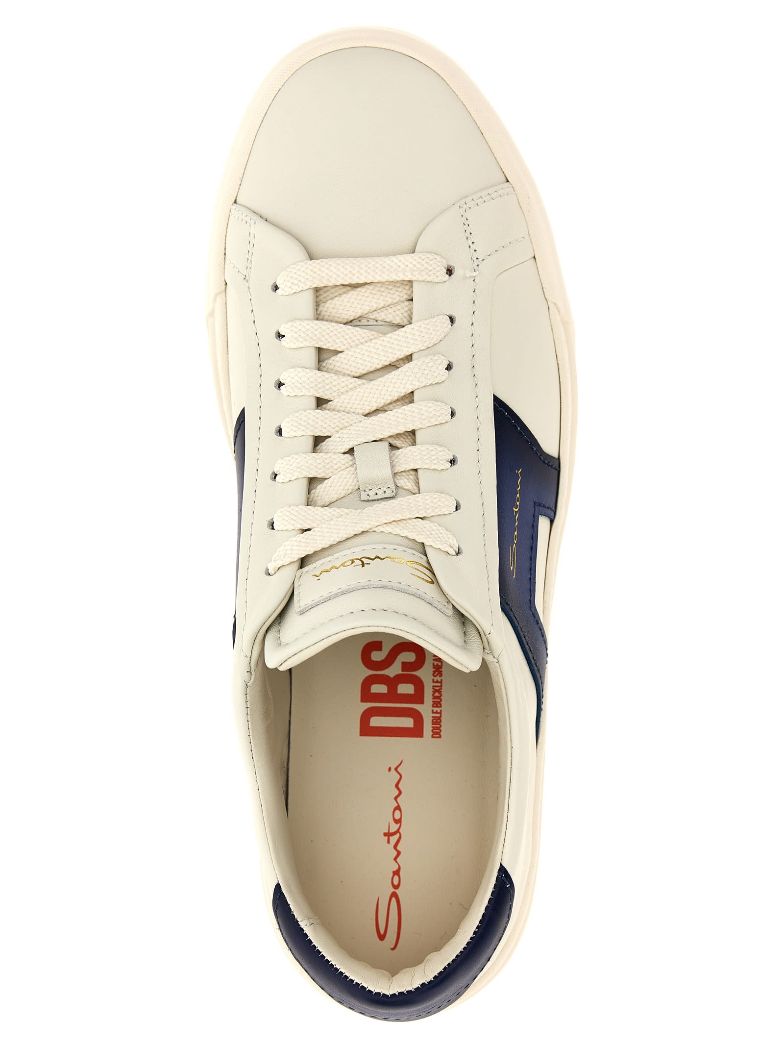 Shop Santoni Double Buckle Sneakers In Blue