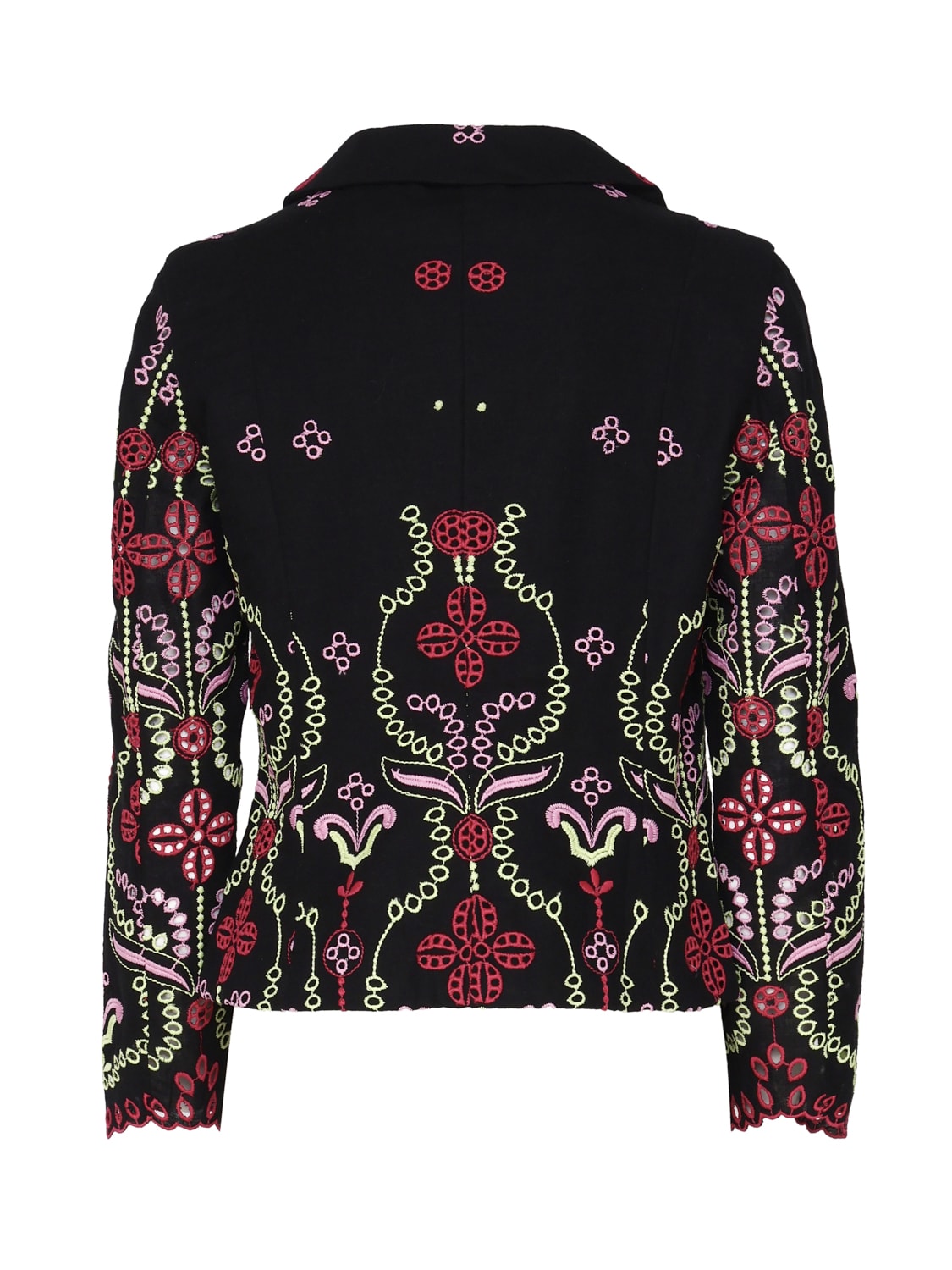 Charo Ruiz Kira Jacket In Cotton And Linen In Black, Pink, Red