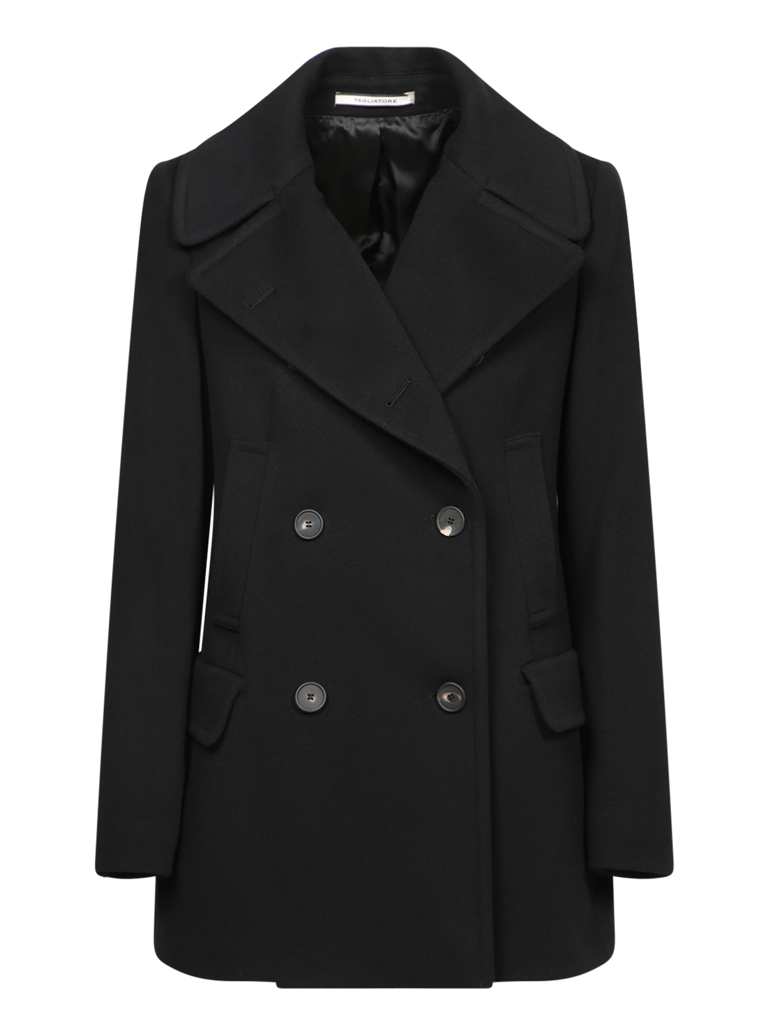 Tagliatore Blanche Wool And Cashmere Black Coat In Black