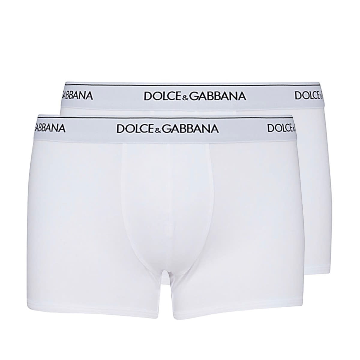 Shop Dolce & Gabbana White Cotton Logo Two Pack Boxers