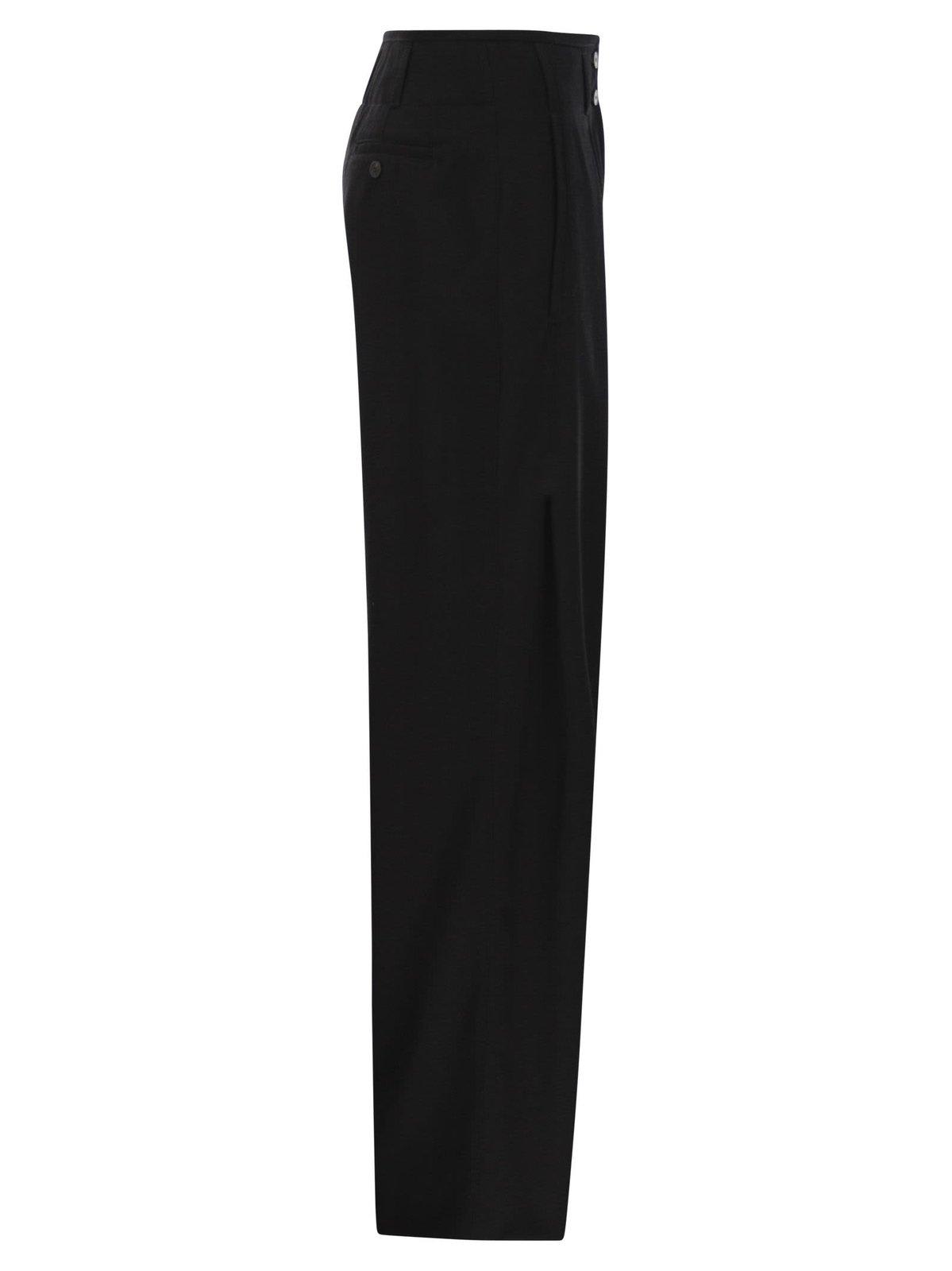 Shop Weekend Max Mara High Waist Straight Leg Trousers In Black