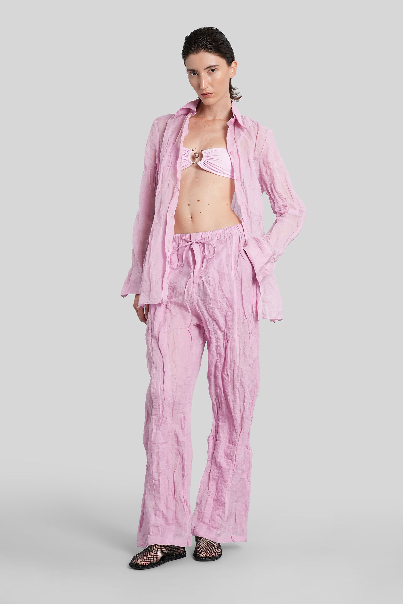 Christopher Esber Pants In Rose-pink Cotton In Pink