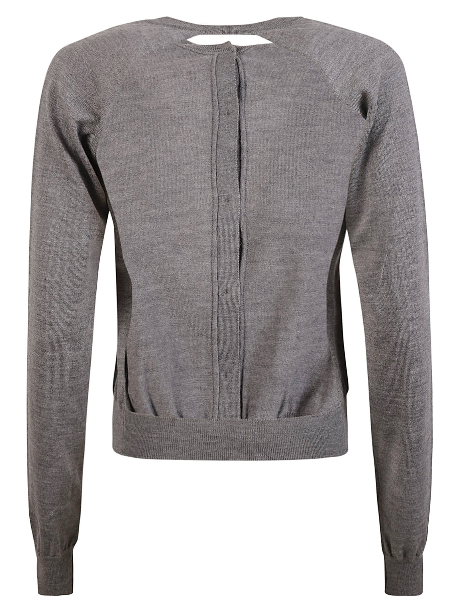 Moschino Open Back Buttoned Knit Cardigan In Grey