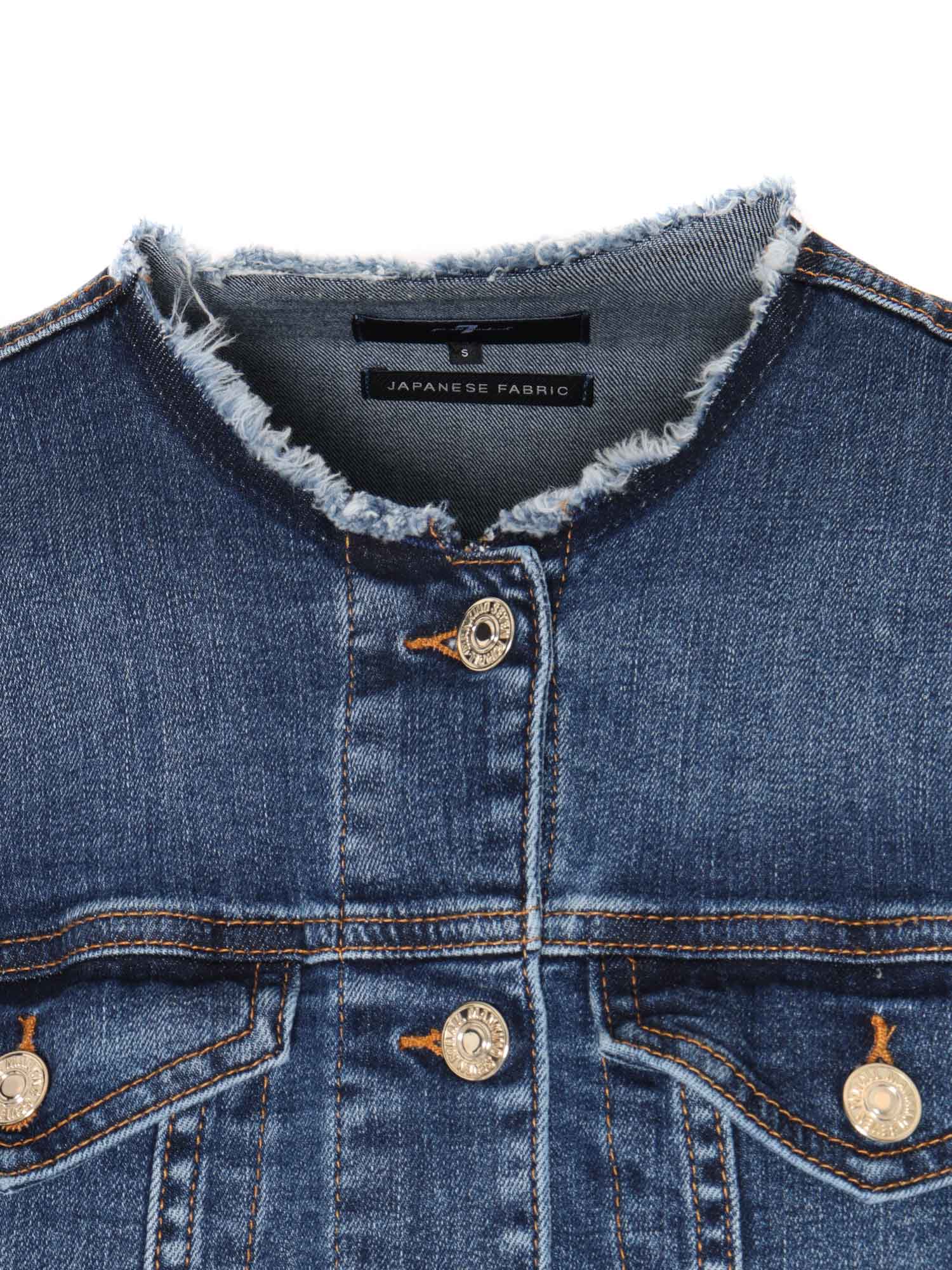 7 For All Mankind Vicky Stretch Blue Denim Jacket In Blue