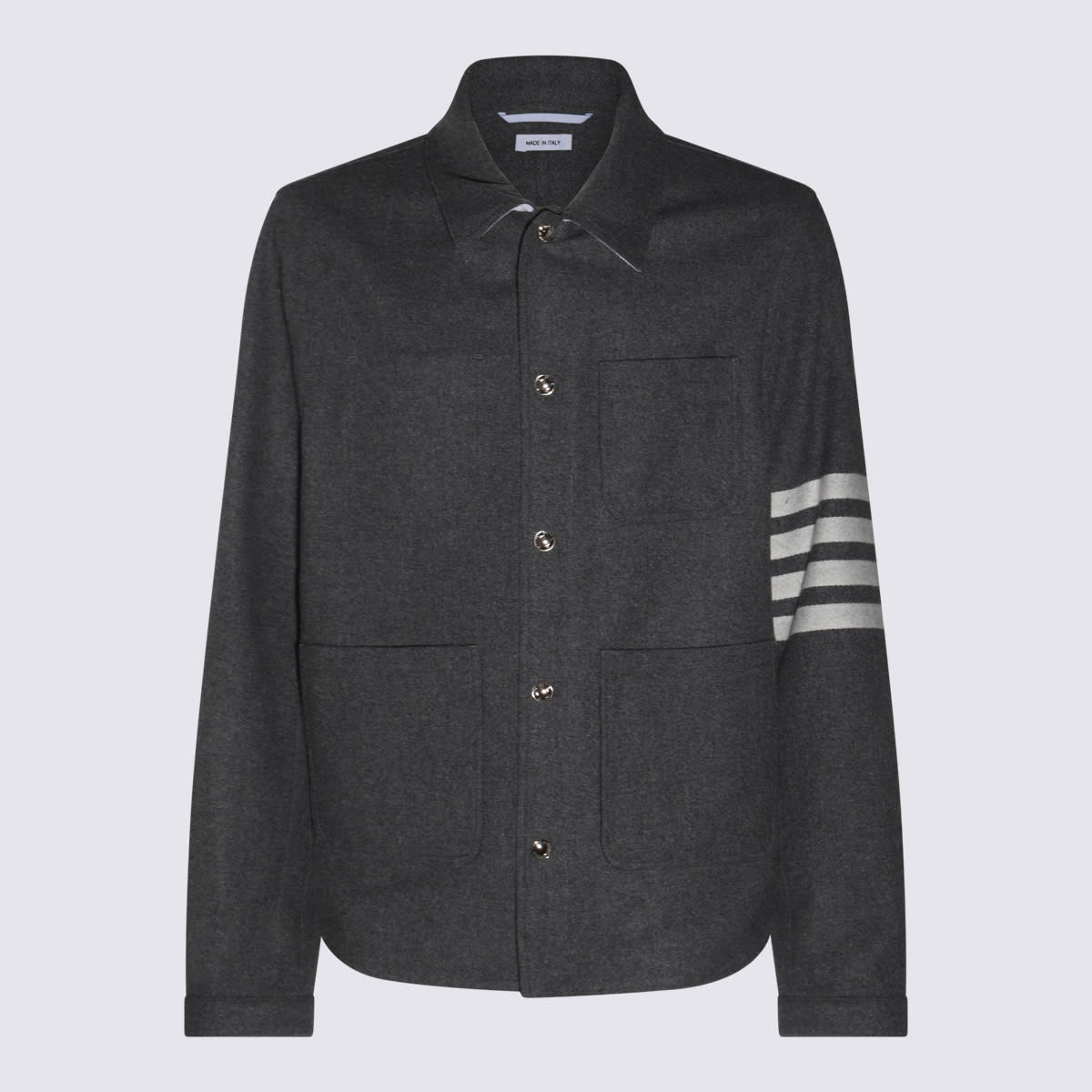 Shop Thom Browne Med Grey Wool Casual Jacket