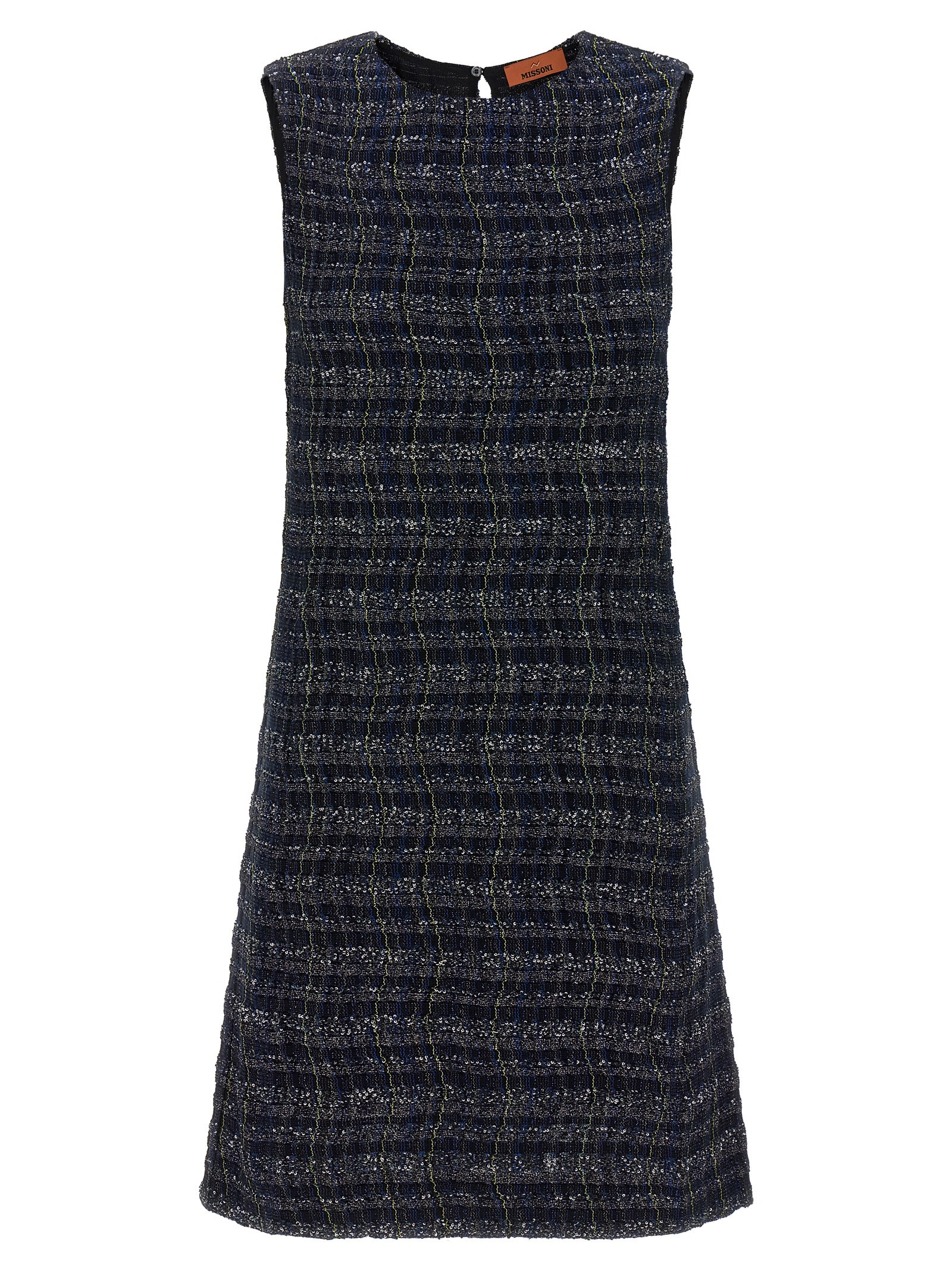 Missoni Sleeveless Check Pattern Dress With Keyhole Back In Blue