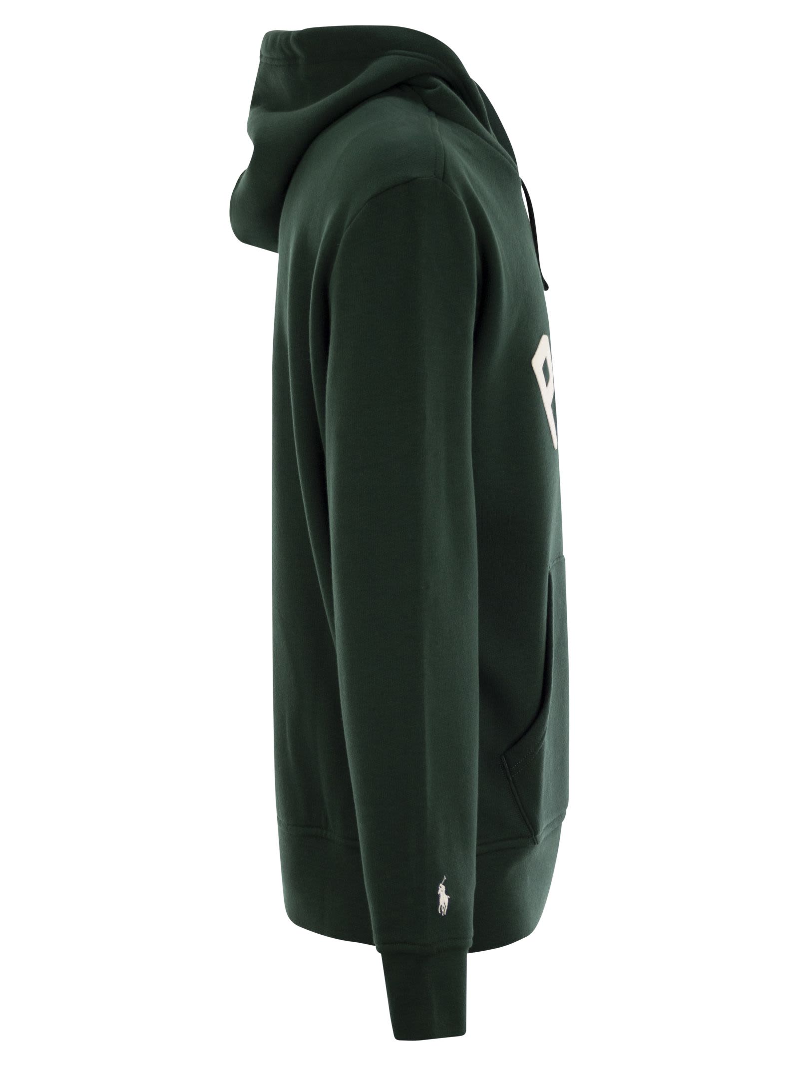 Shop Polo Ralph Lauren Rl Sweatshirt With Hood And Logo In Green