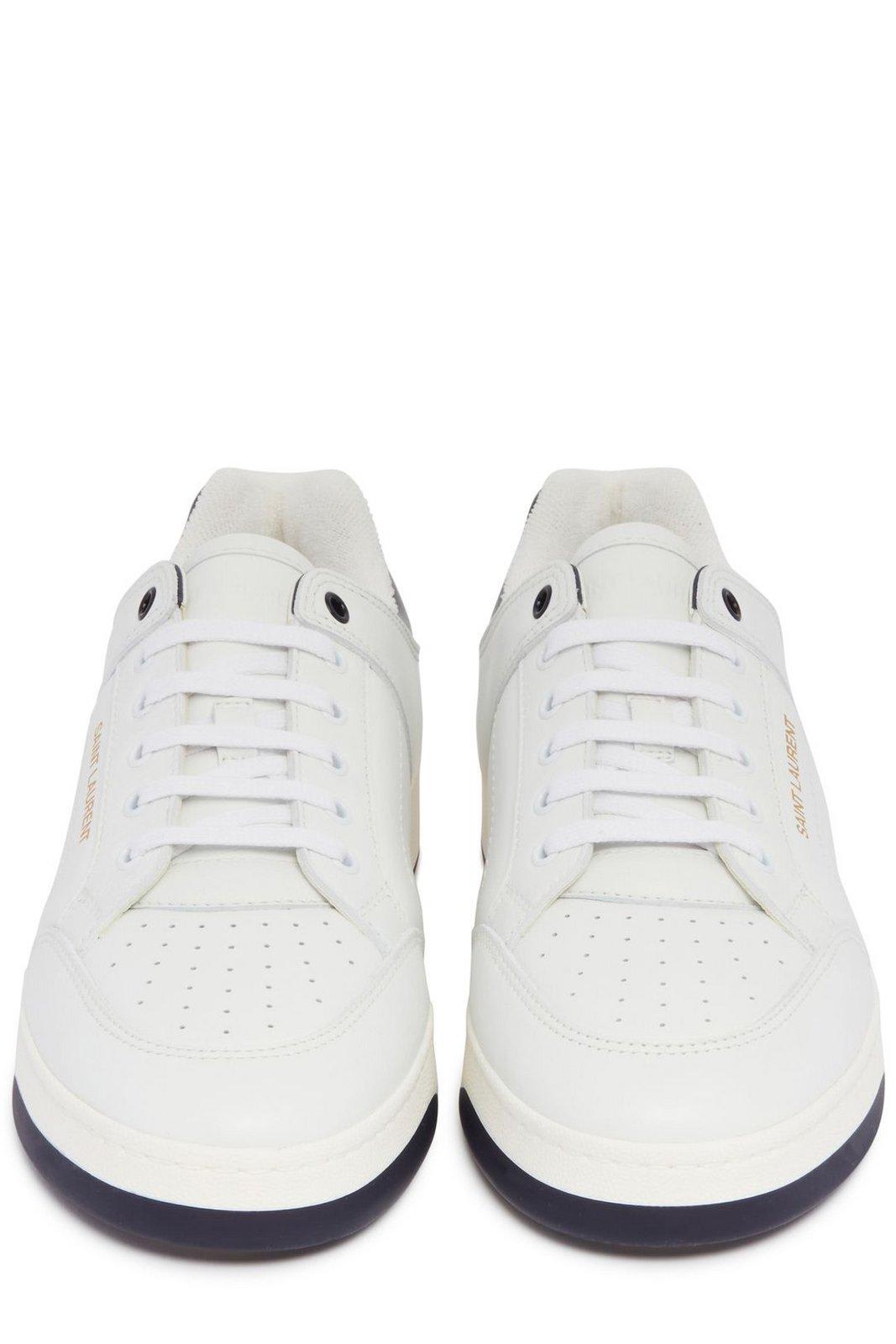 Shop Saint Laurent Sl/61 Lace-up Sneakers In Bianco