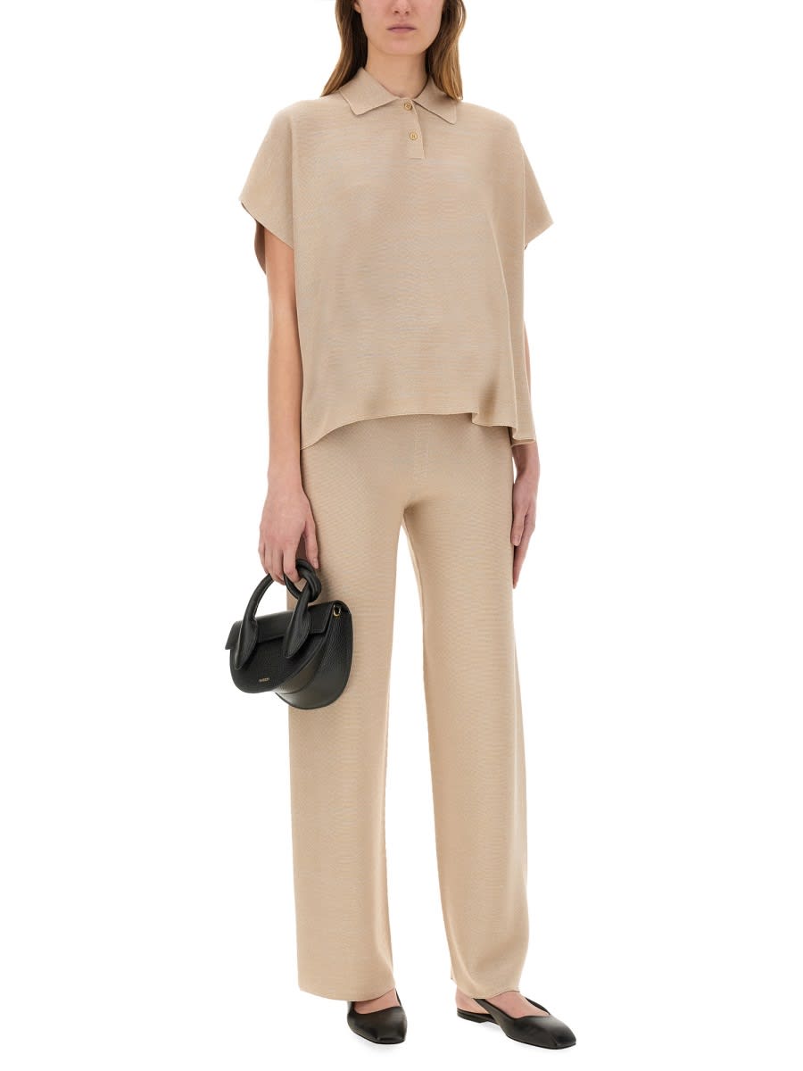 Shop Fabiana Filippi Organic Cotton And Lurex Pants In Beige