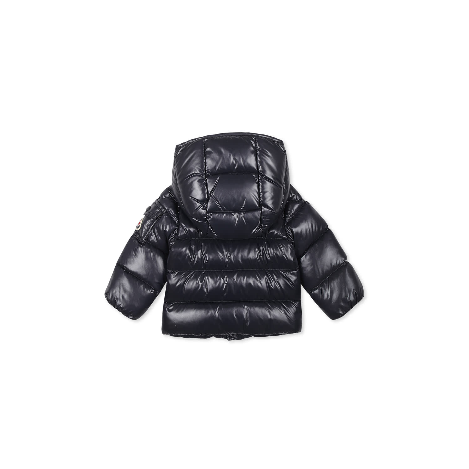 MONCLER BLUE MAYA DOWN JACKET FOR BABYKIDS WITH LOGO 