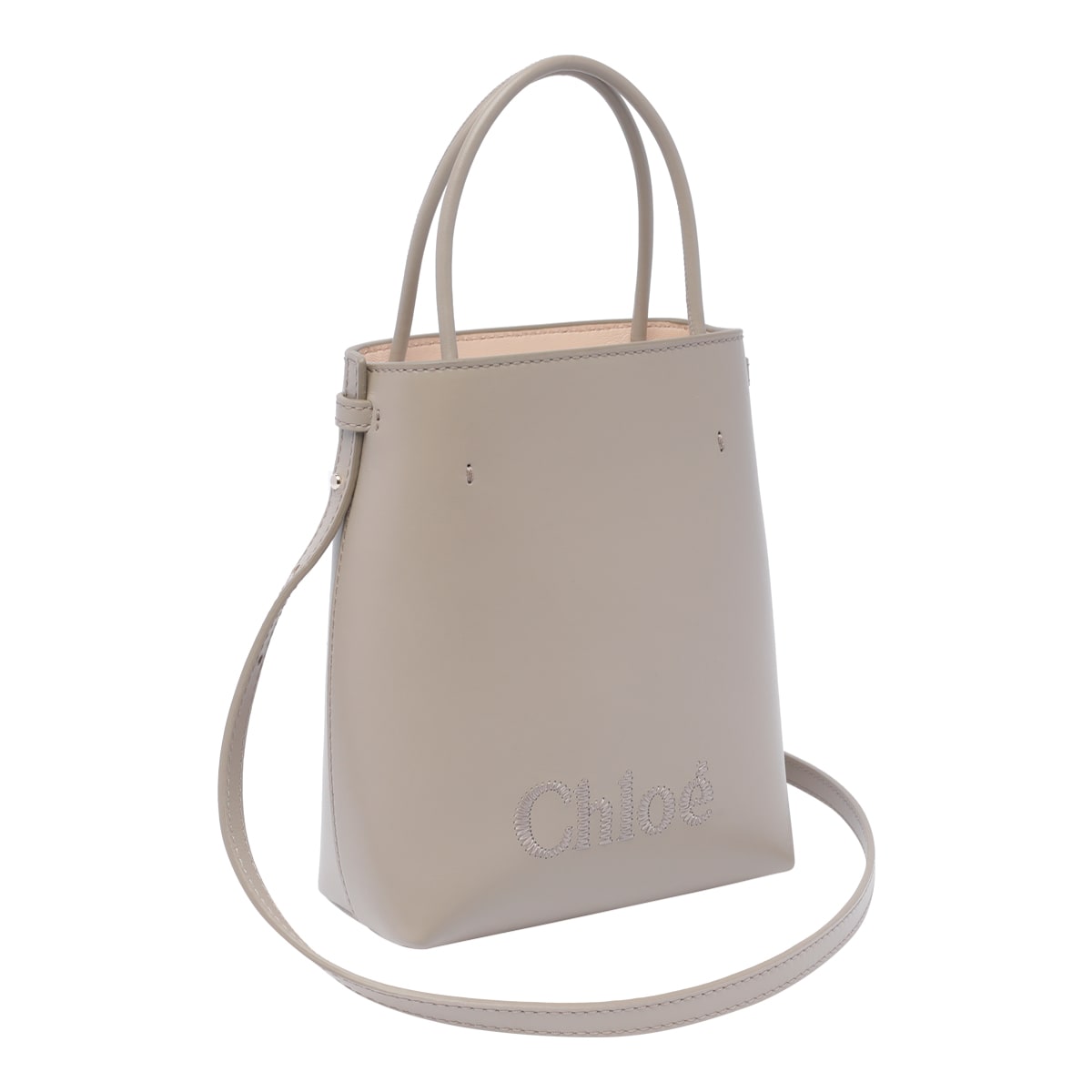 Shop Chloé Micro Chloe Sense Tote Bag In Grey