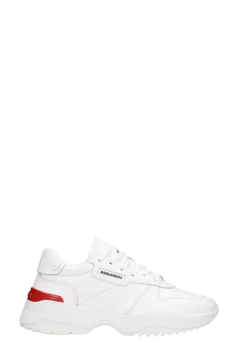 DSQUARED2 D24 SNEAKERS IN WHITE LEATHER,11252282