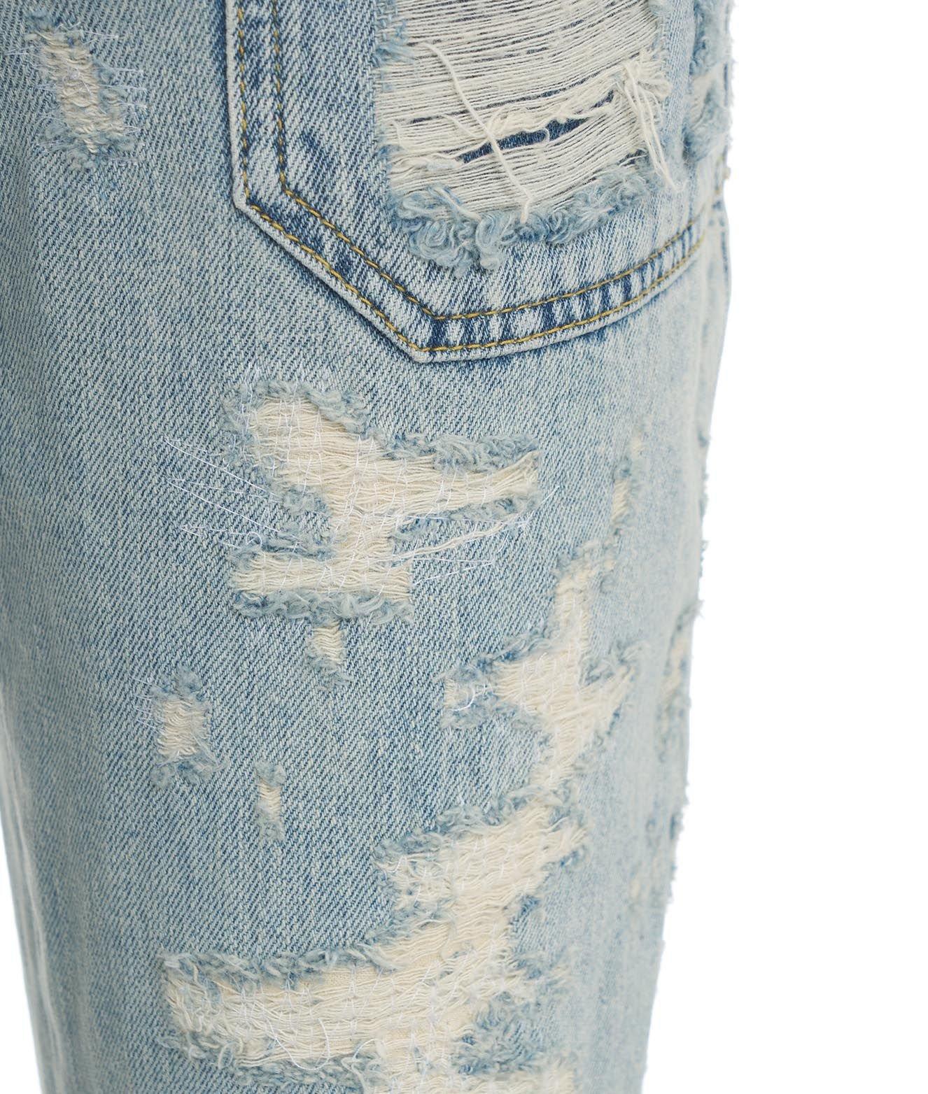 Shop Pinko Distressed Denim Jeans In Blu Denim
