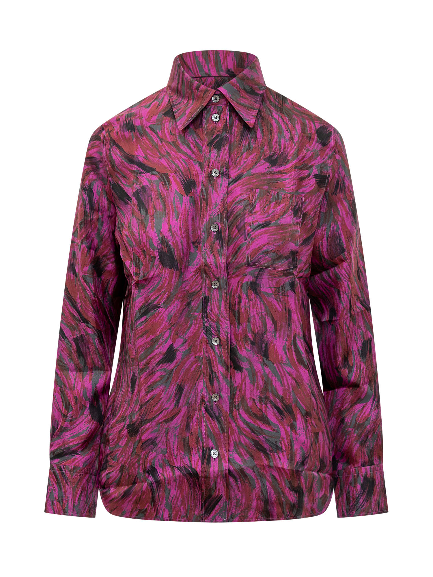 Shop Lanvin Fuchsia Fur Shirt