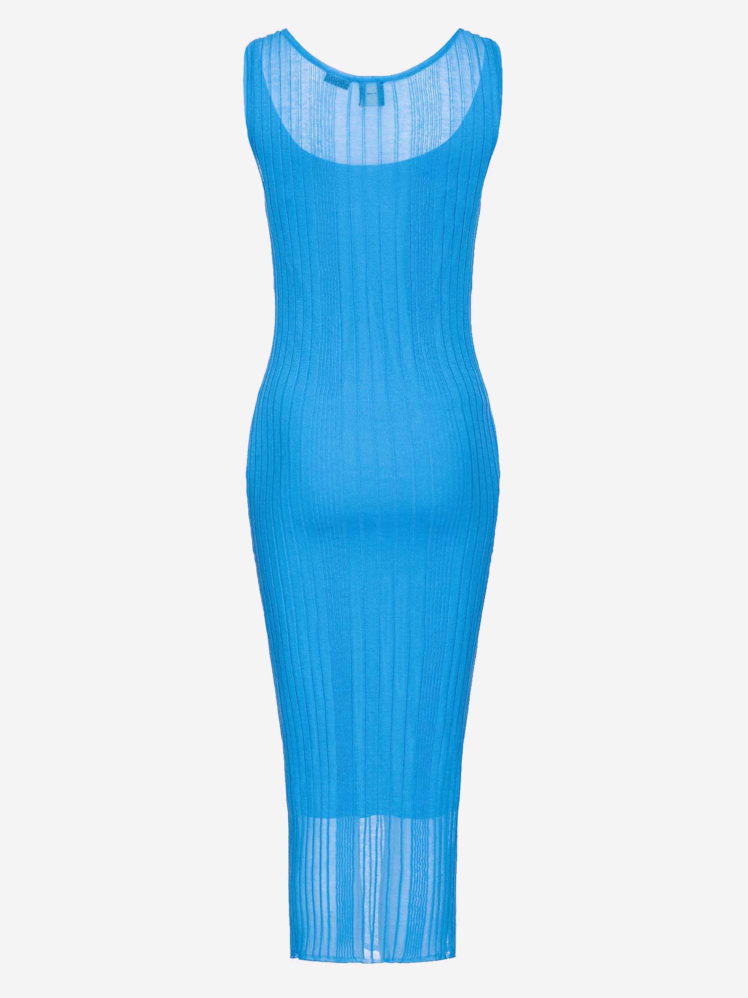 Shop Pinko Transparent Crepe Midi Dress In Celeste