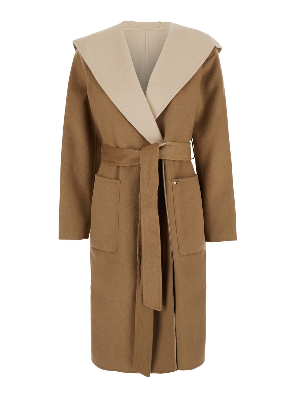 Shop Michael Michael Kors Hooded Wool Wrap Coat In Brown