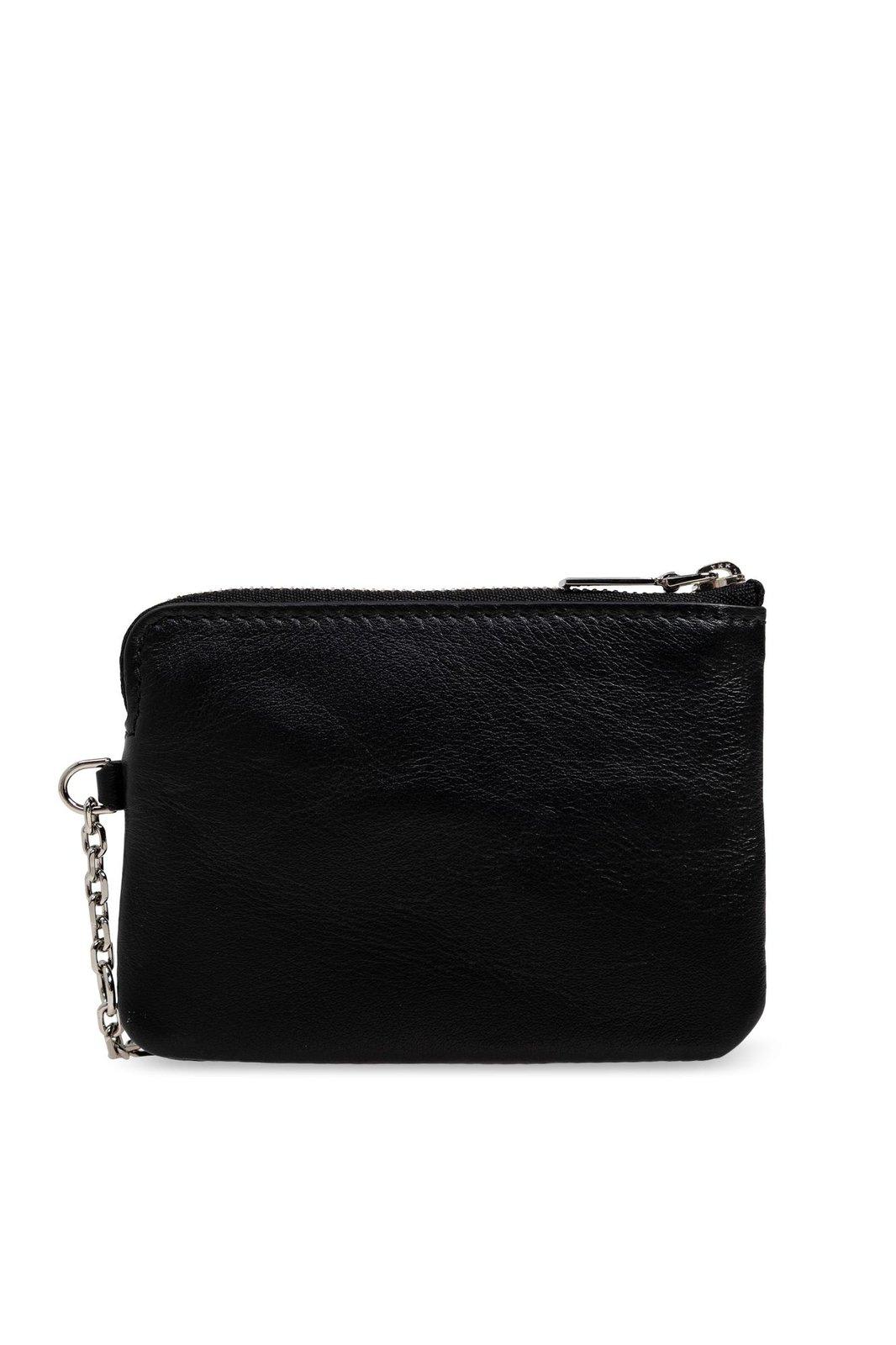 Alexander Mcqueen Logo Palque Chain-detailed Wallet In Blacksilver
