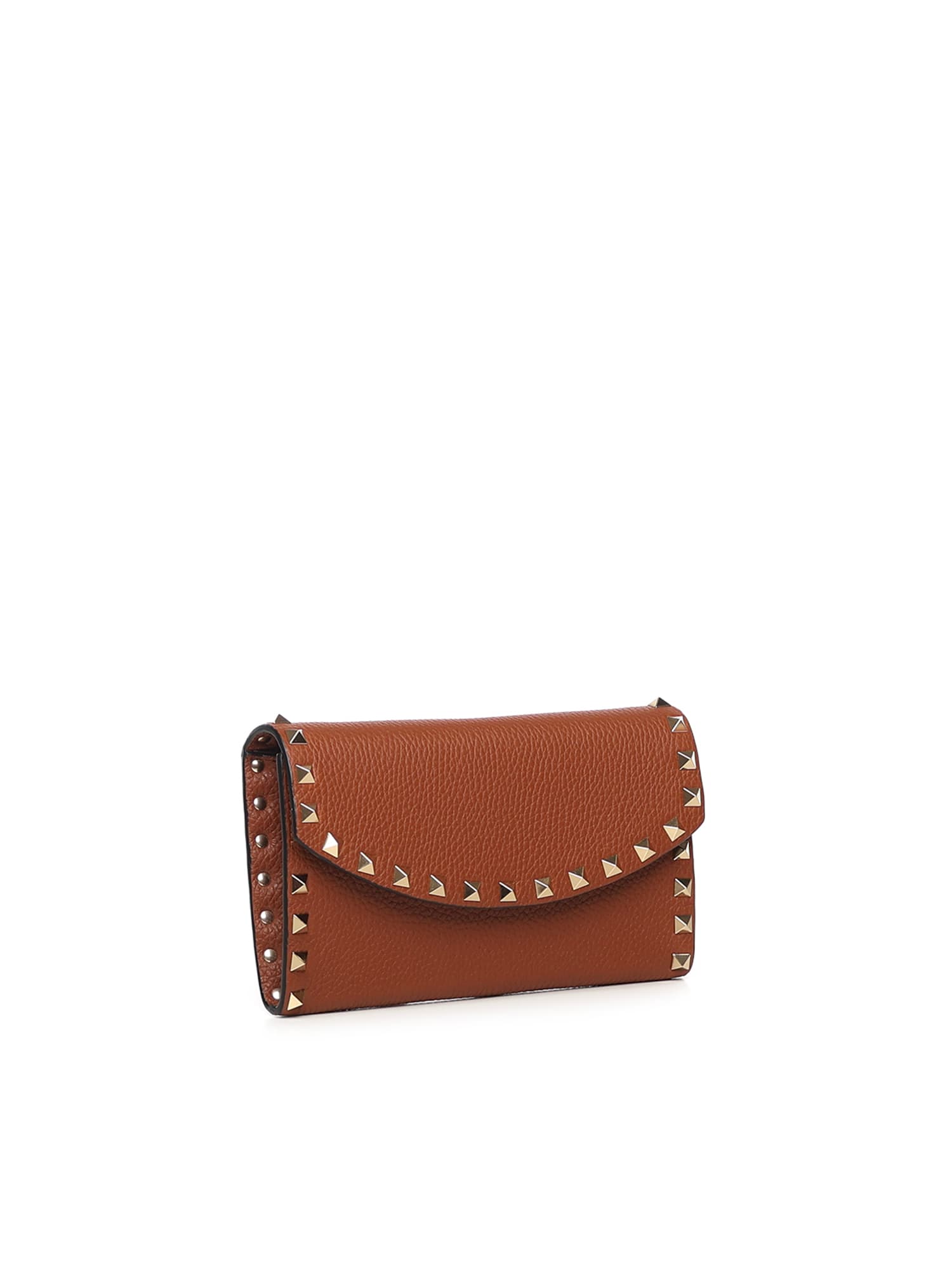 Valentino Rockstud Leather Wallet With Chain