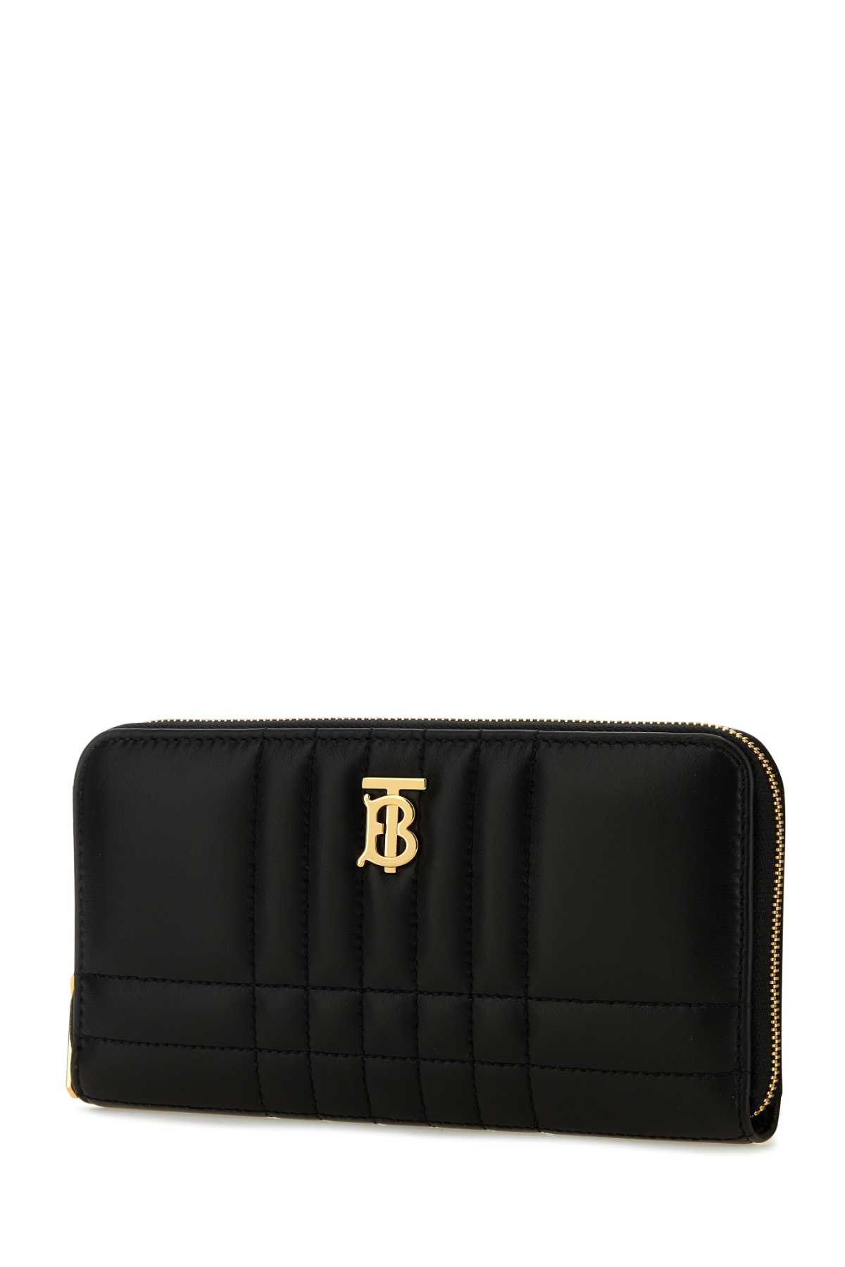 Shop Burberry Black Nappa Leather Lola Wallet In Blacklightgold