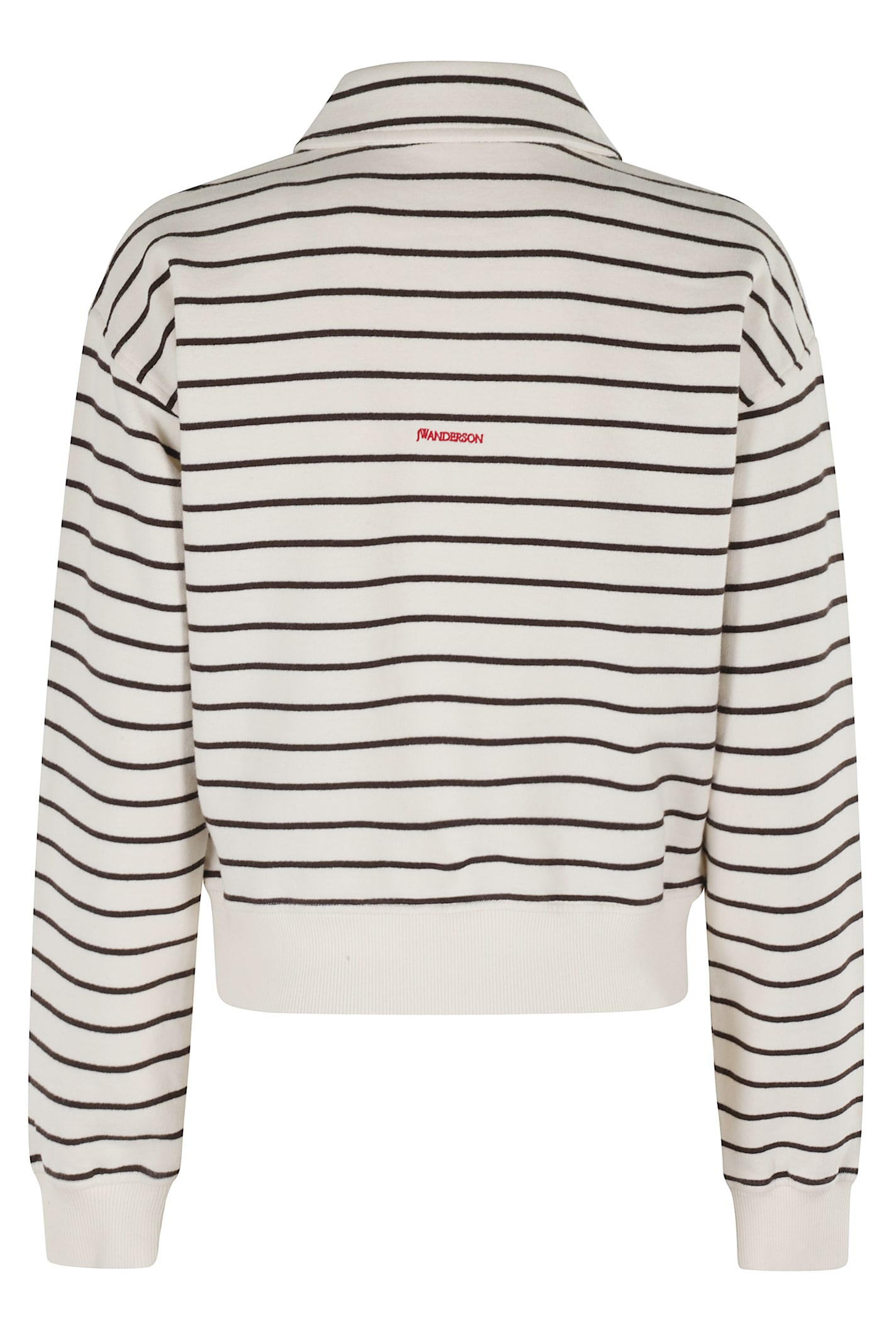 Jw Anderson Stripe Polo Sweatshirt In White