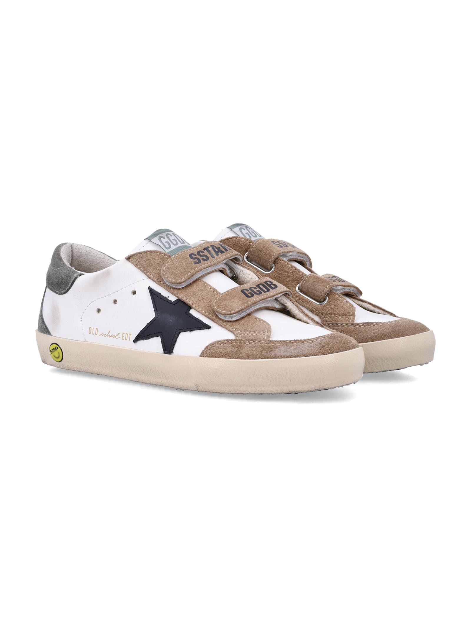 Golden Goose Kids Old School White And Black Star Sneakers In Multi