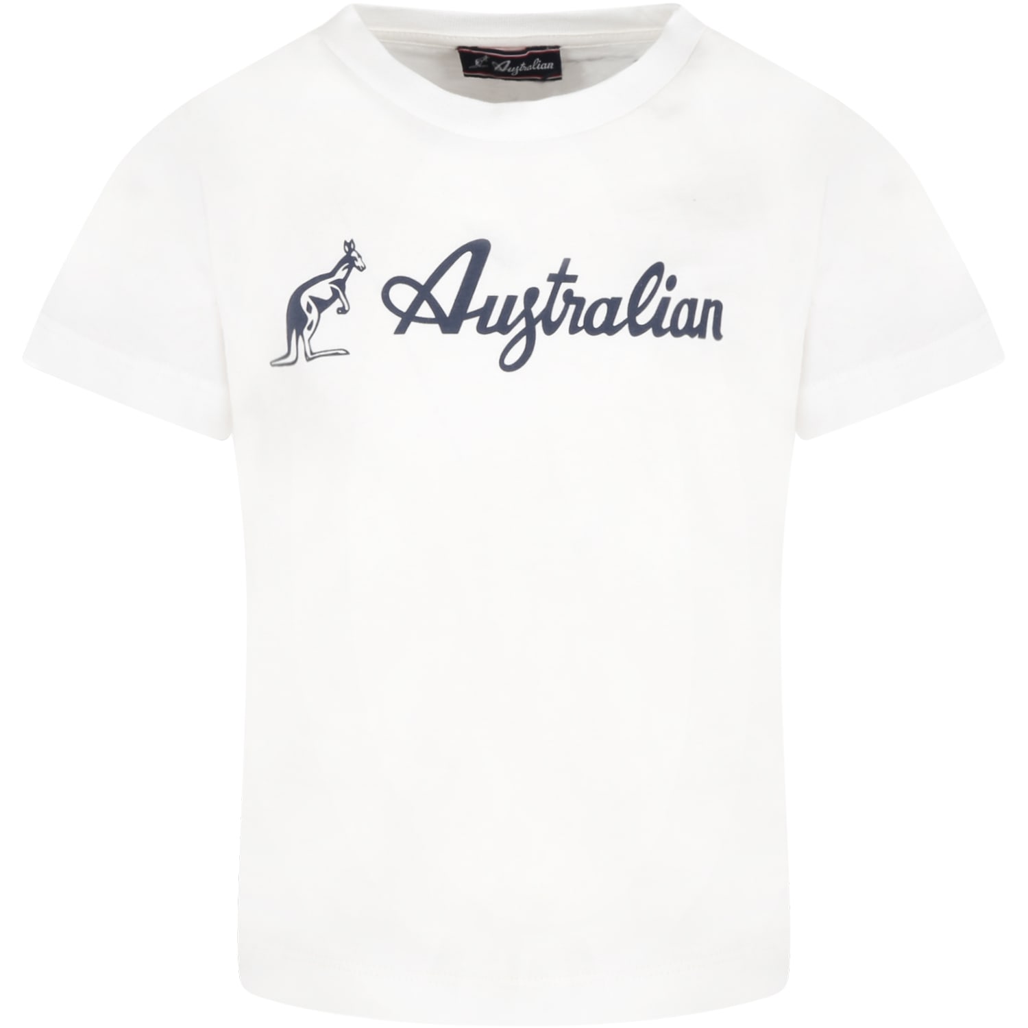 Australian White T-shirt For Boy With Logo