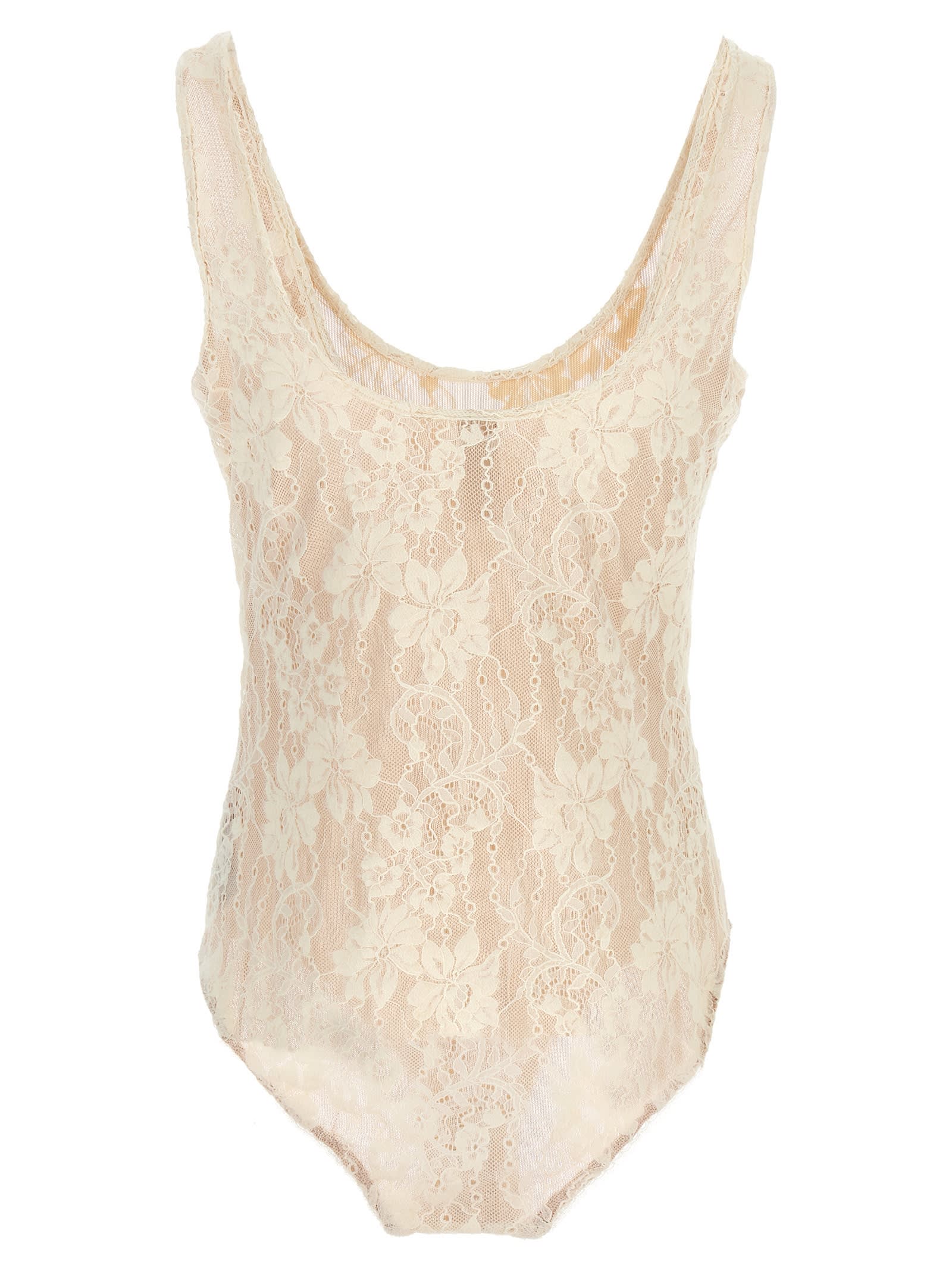 Shop Zimmermann Scoop Neck Bodysuit In White