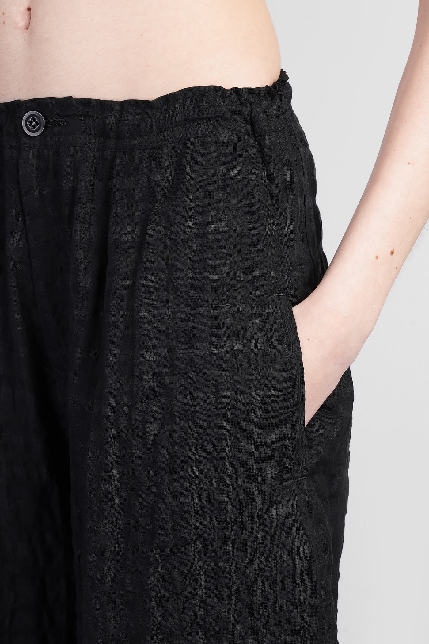Yohji Yamamoto Buttoned Cropped Trousers In Black