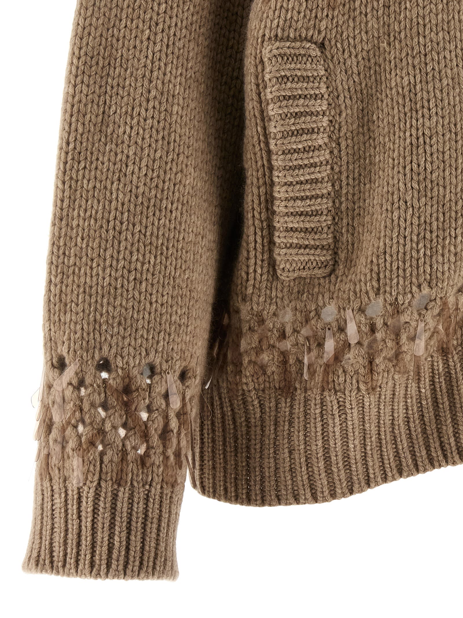 Brunello Cucinelli Drop Sequin Cardigan Sweaters And Cardigans Beige In Brown