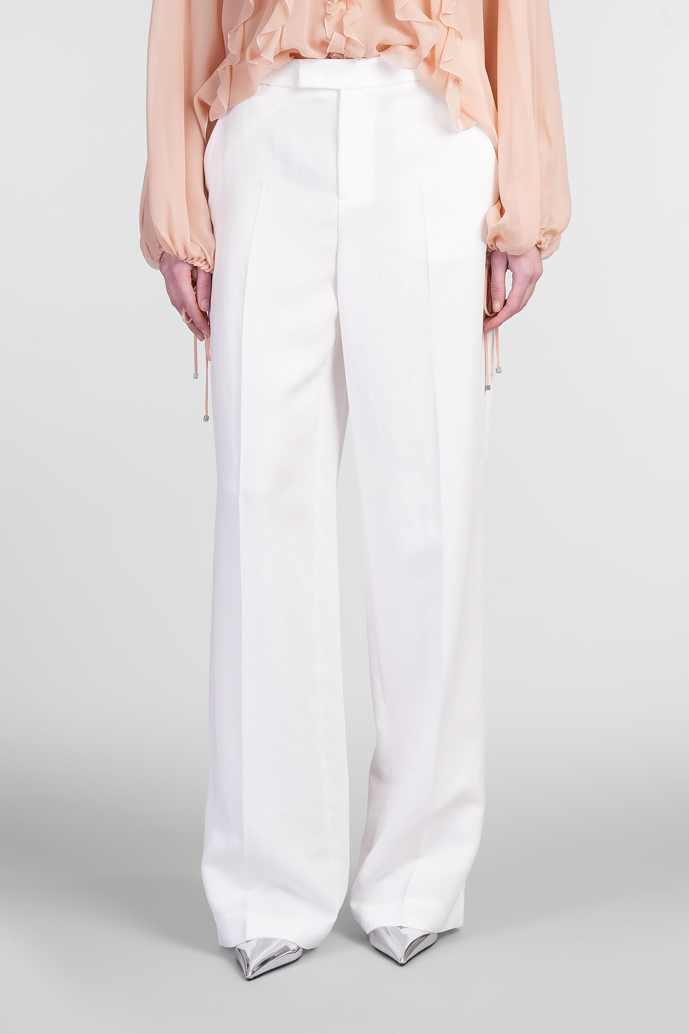 Pants In White Viscose Blumarine