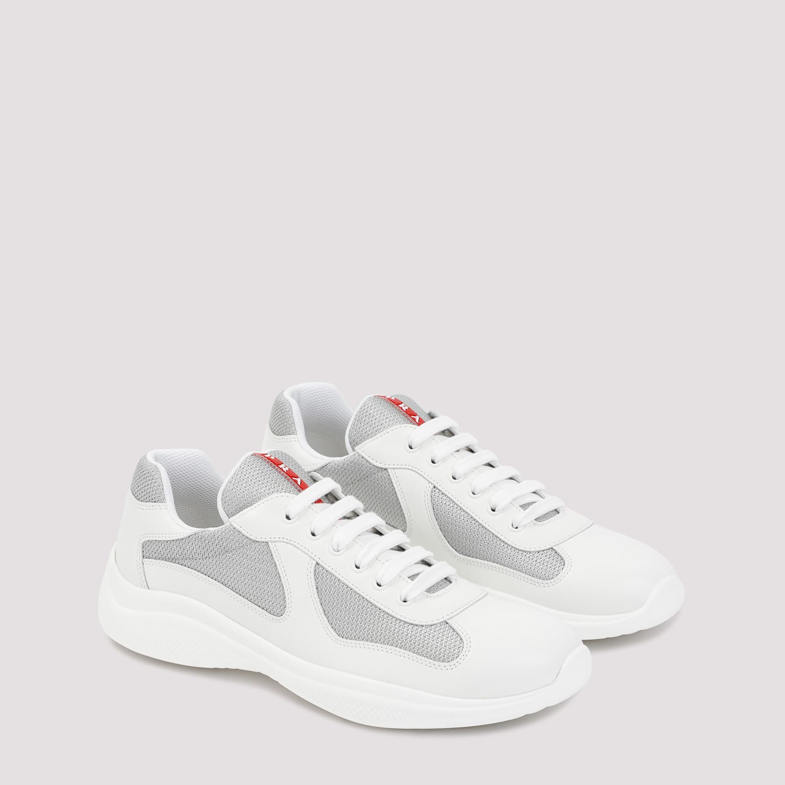 Prada Two-tone Leather And Fabric America S Cup Sneakers
