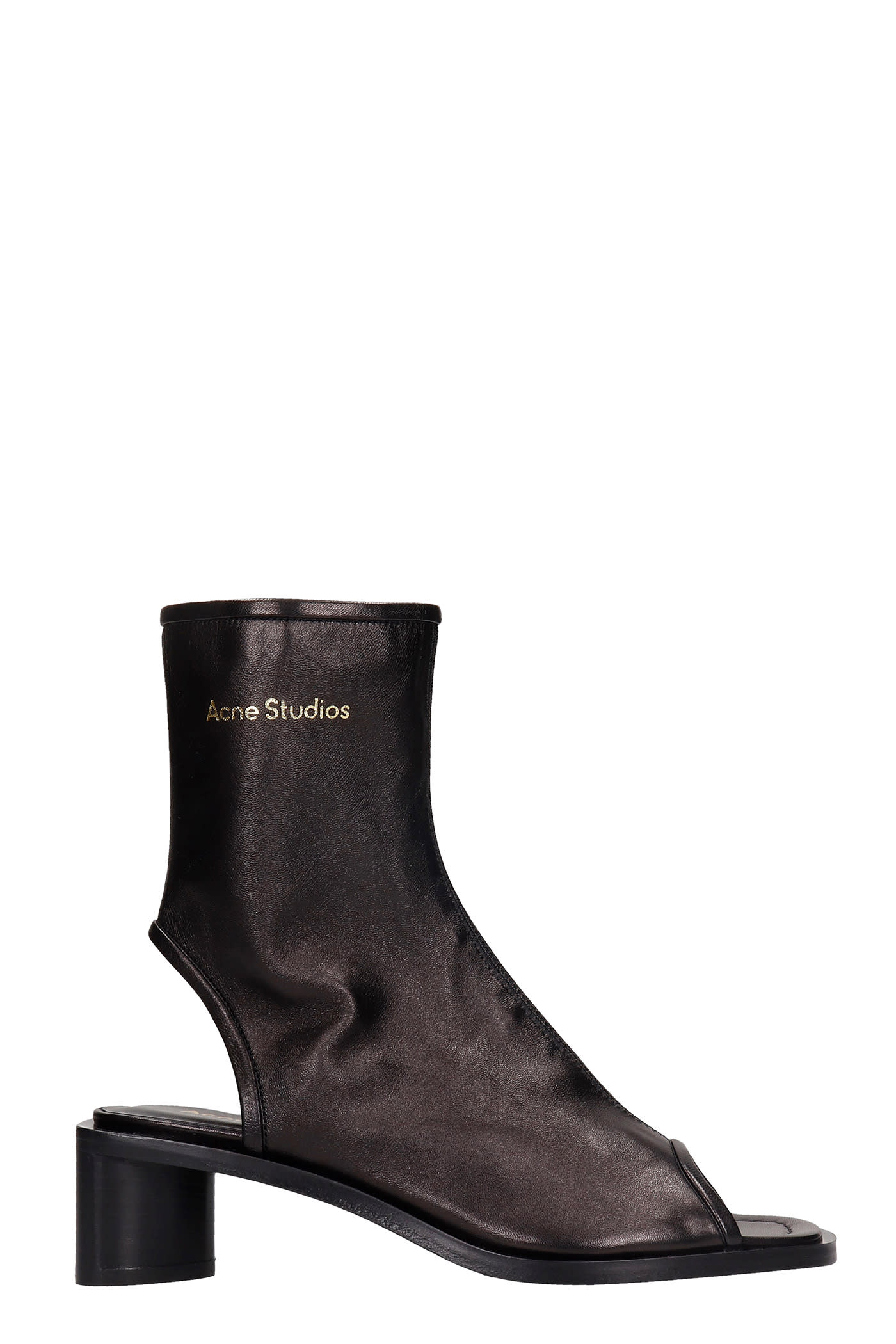 Acne Studios Berla Low Heels Ankle Boots In Black Leather