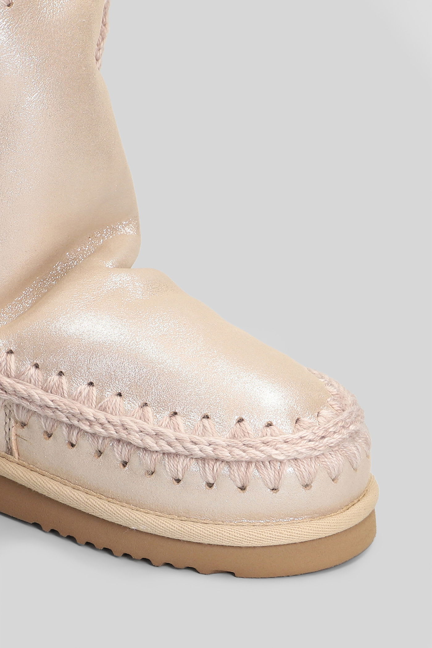 Mou Eskimo 24 Low Heels Ankle Boots In Rose-pink Glitter In Pink
