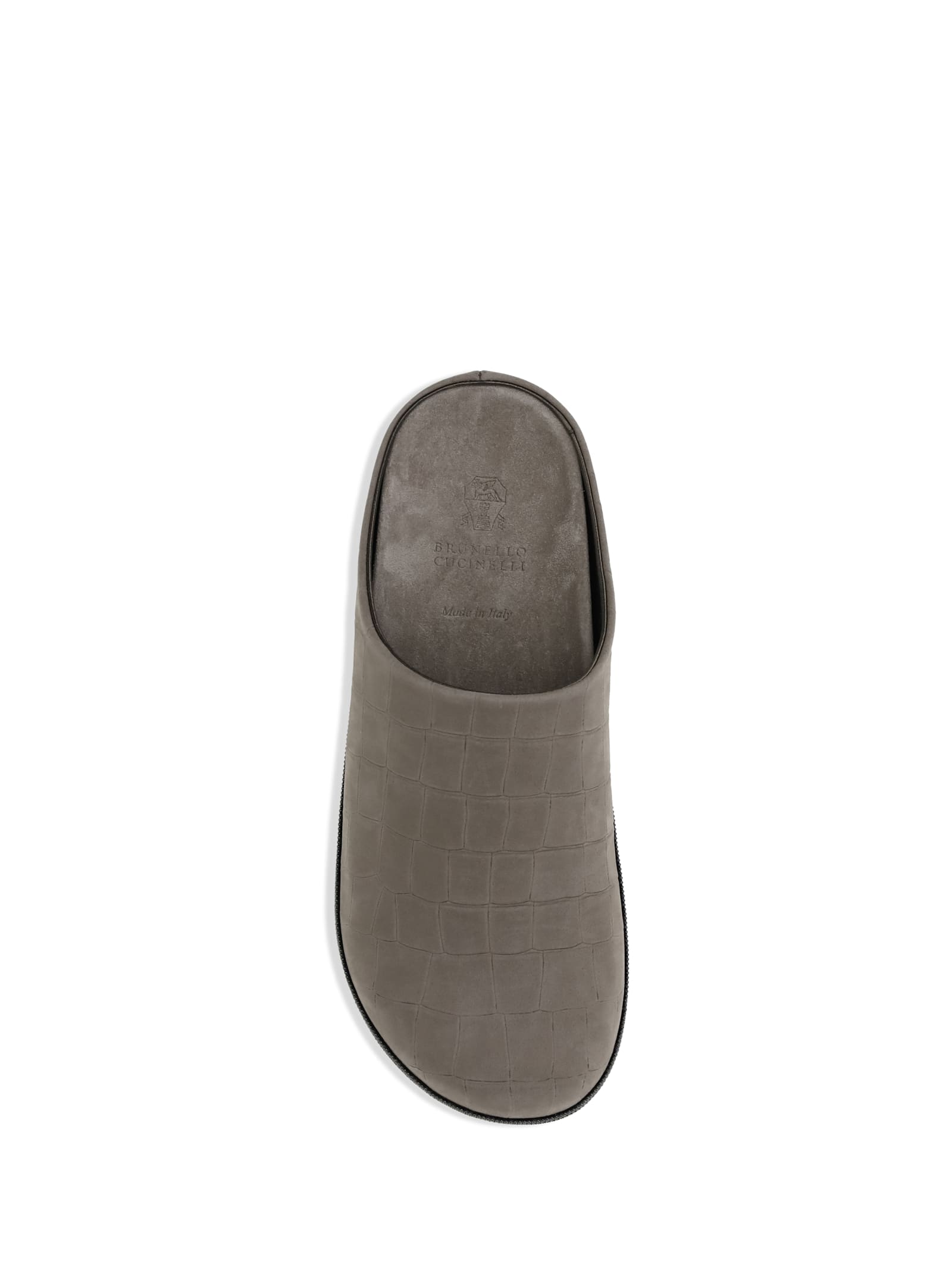 Brunello Cucinelli Leather Mules In Gray