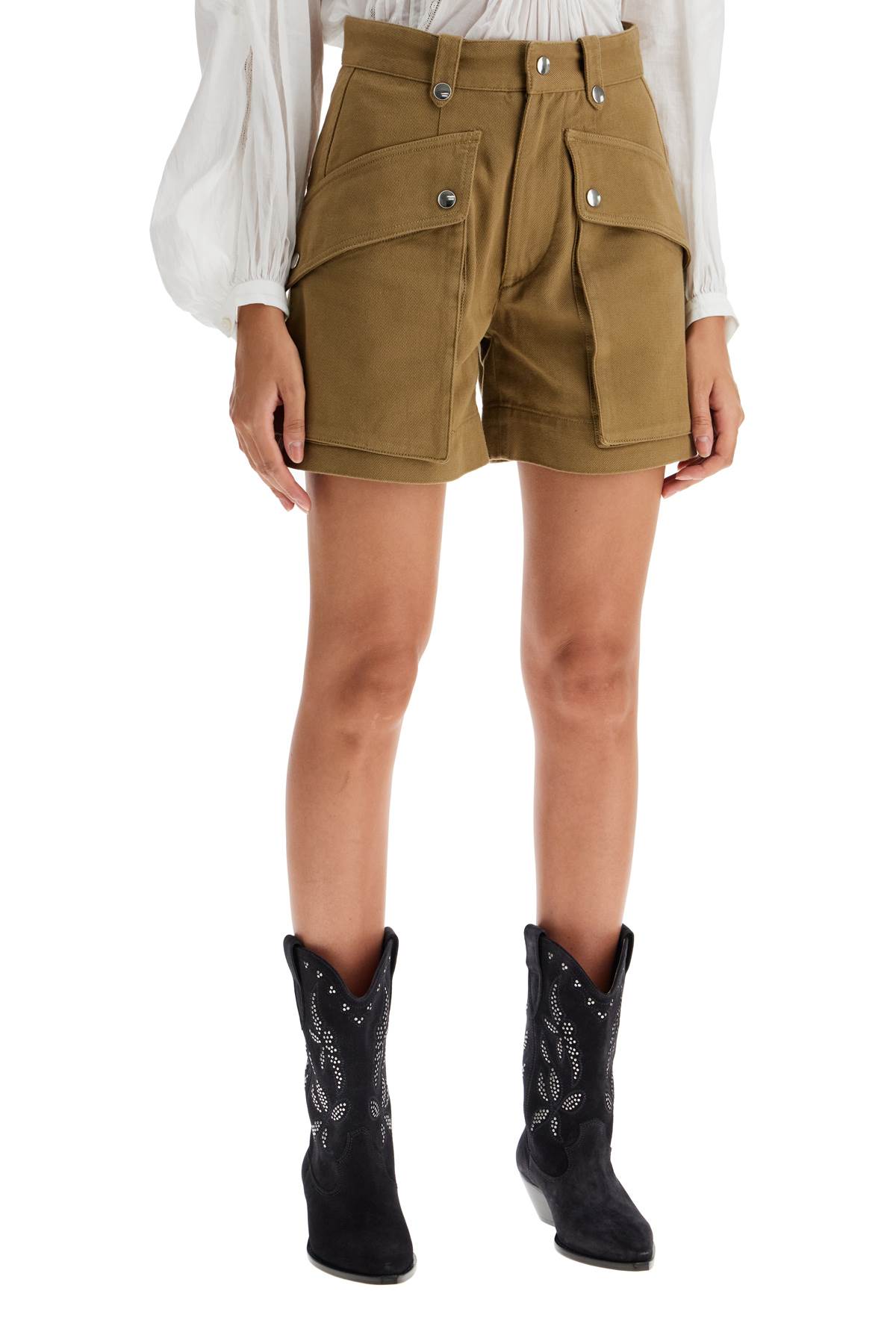 Shop Marant Etoile Denim Jemmy Shorts In Khaki (khaki)