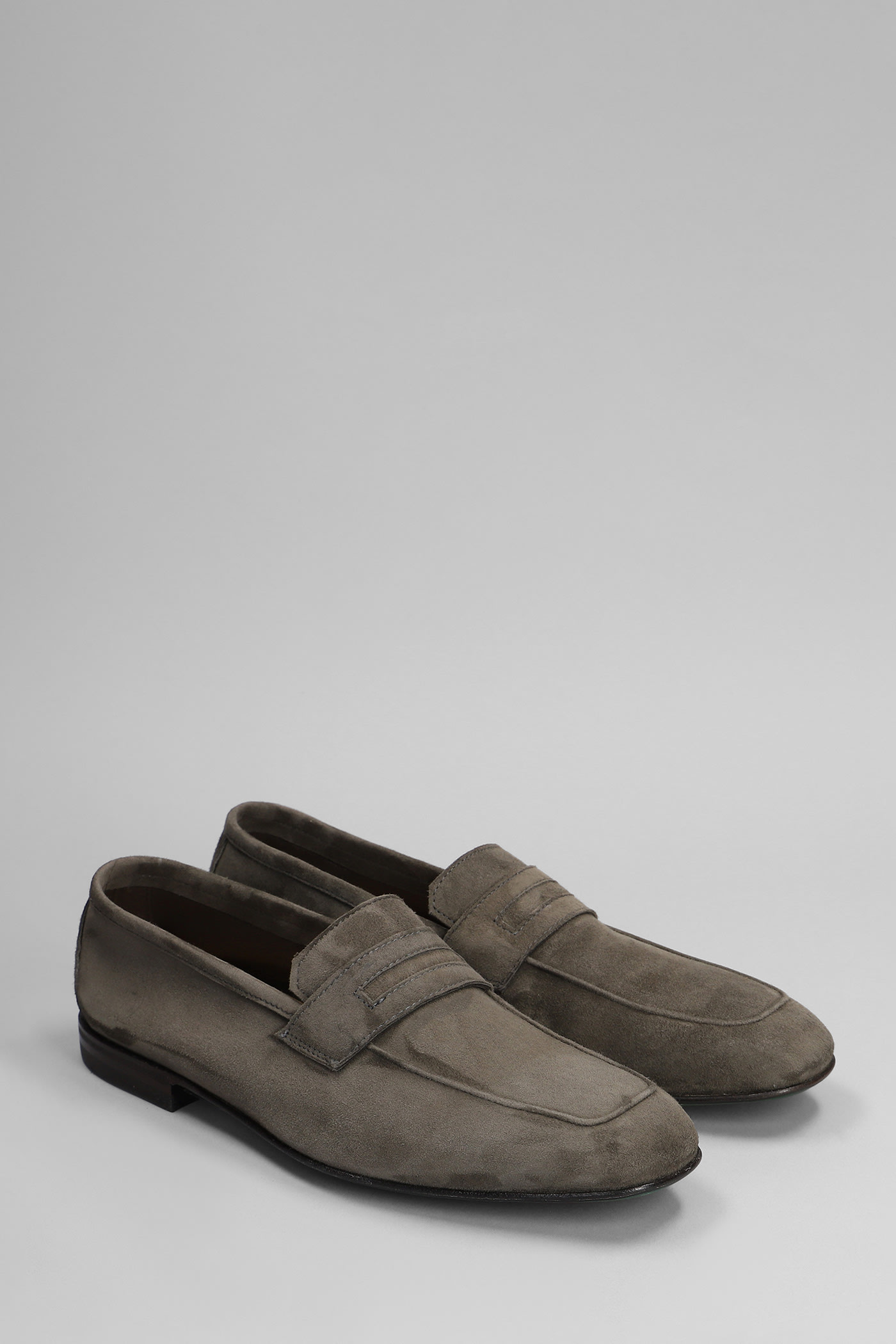 Shop Green George Loafers In Taupe Suede