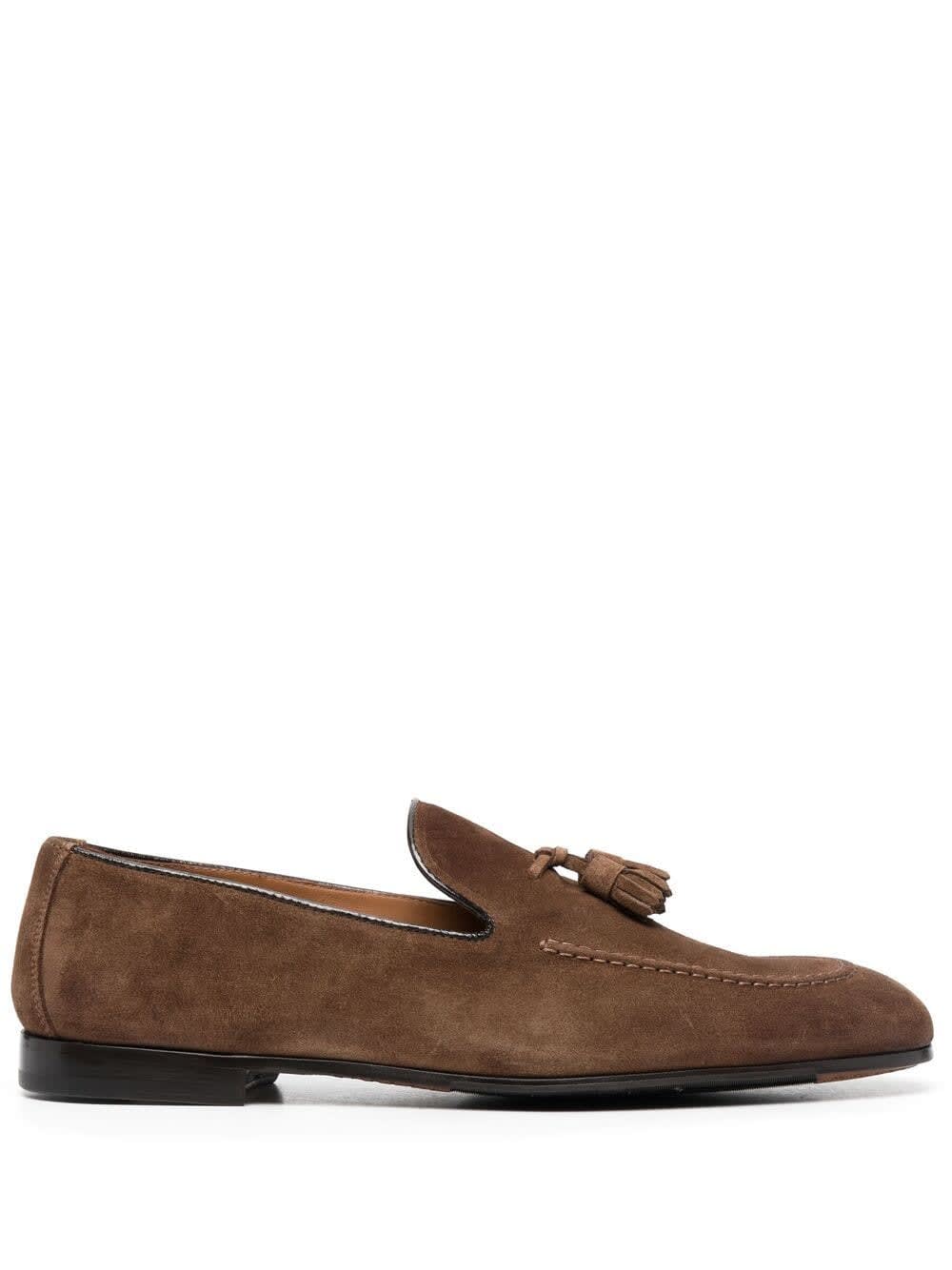 Doucals Man Loafer With Tassels In Brown Suede