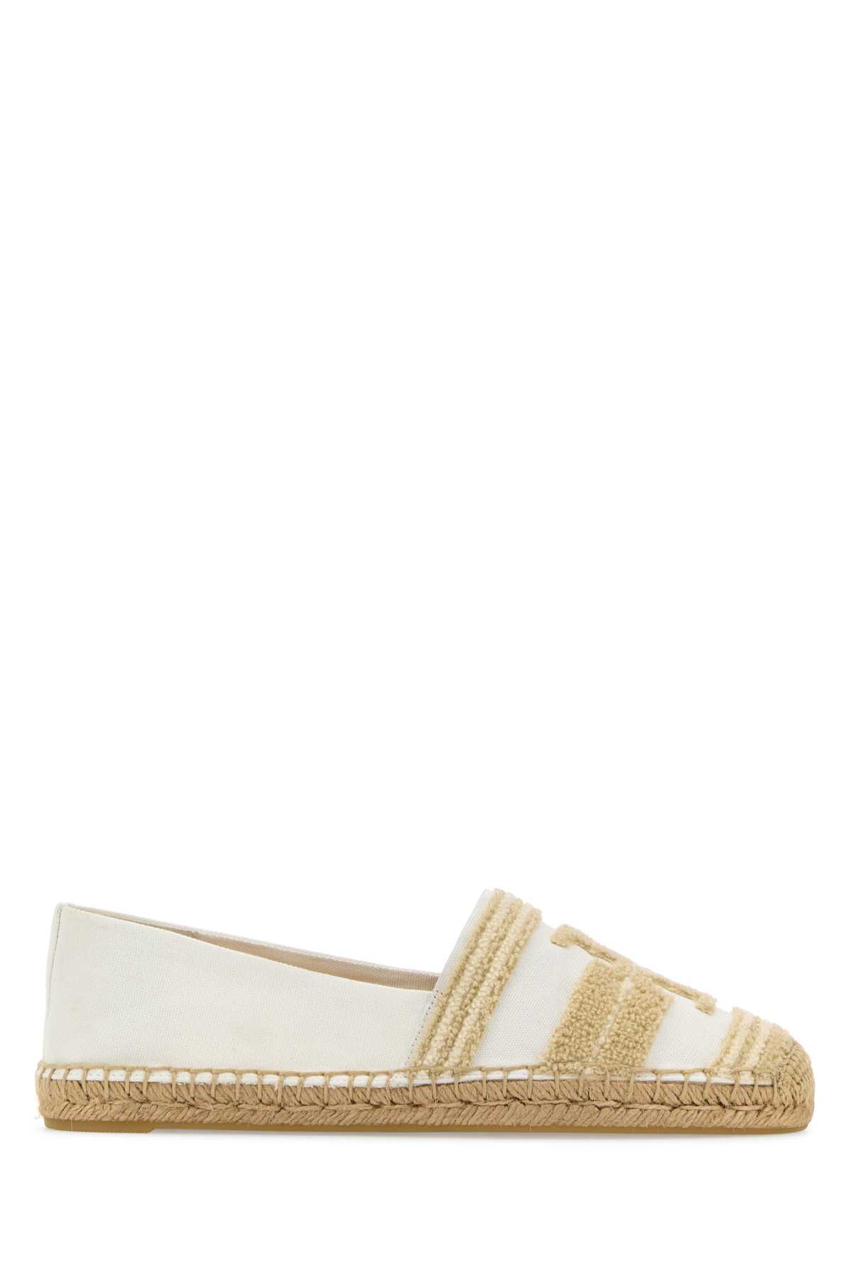 Shop Tory Burch White Canvas Espadrilles In Naturallight